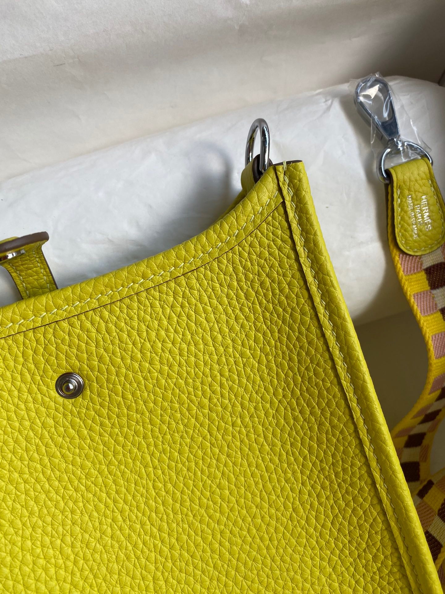 Hermes Evelyne III Mini Bag In 9R Lime Taurillon Clemence Leather