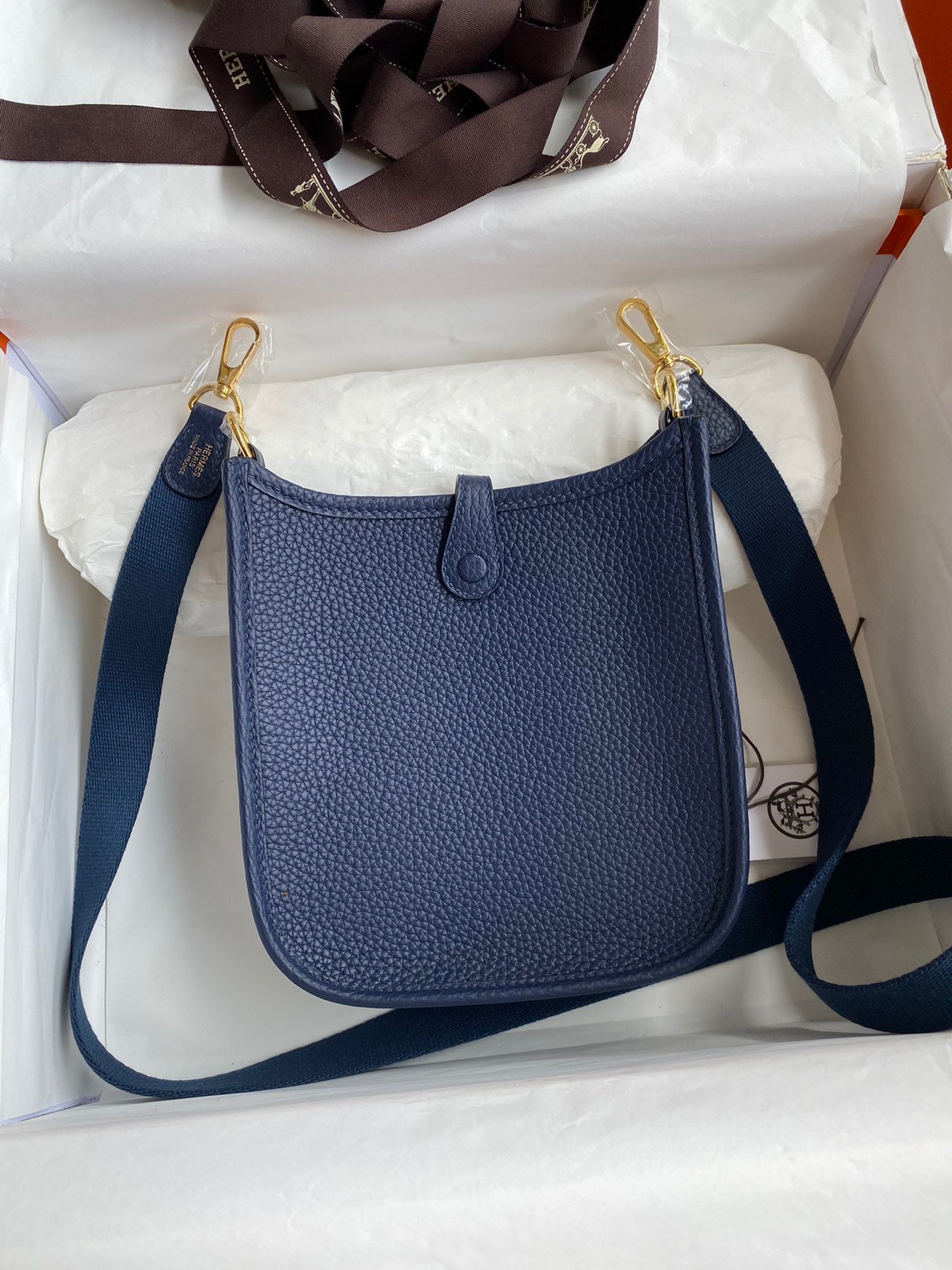 Hermes Evelyne III Mini Bag In Dark Blue Taurillon Clemence Leather