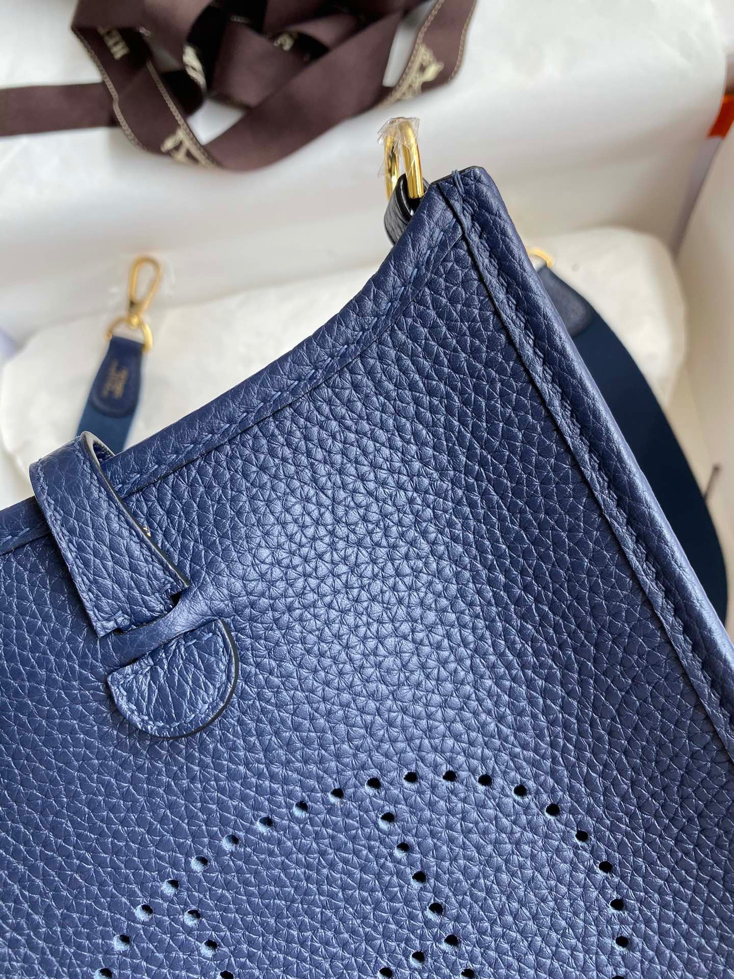 Hermes Evelyne III Mini Bag In Dark Blue Taurillon Clemence Leather