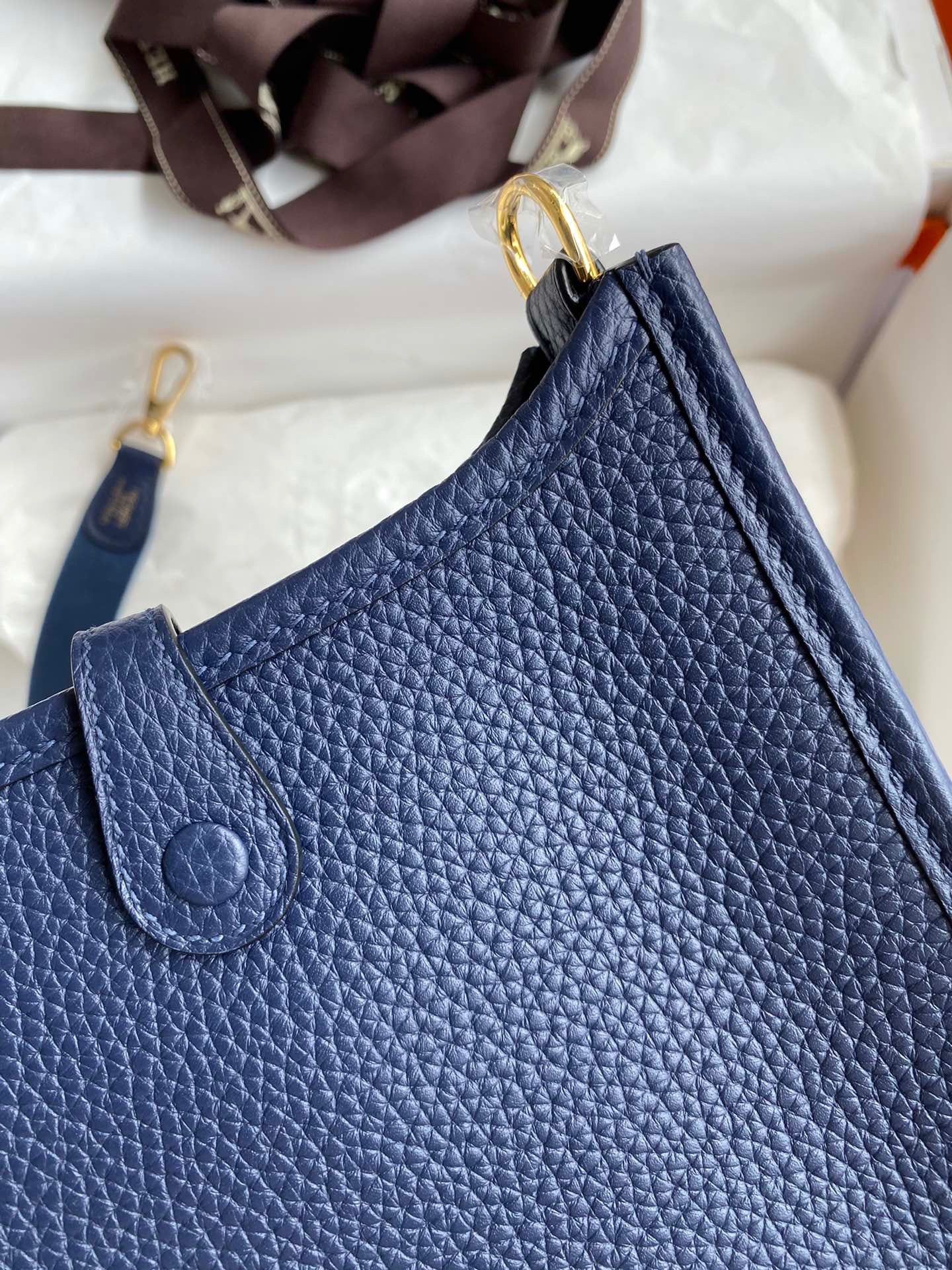 Hermes Evelyne III Mini Bag In Dark Blue Taurillon Clemence Leather