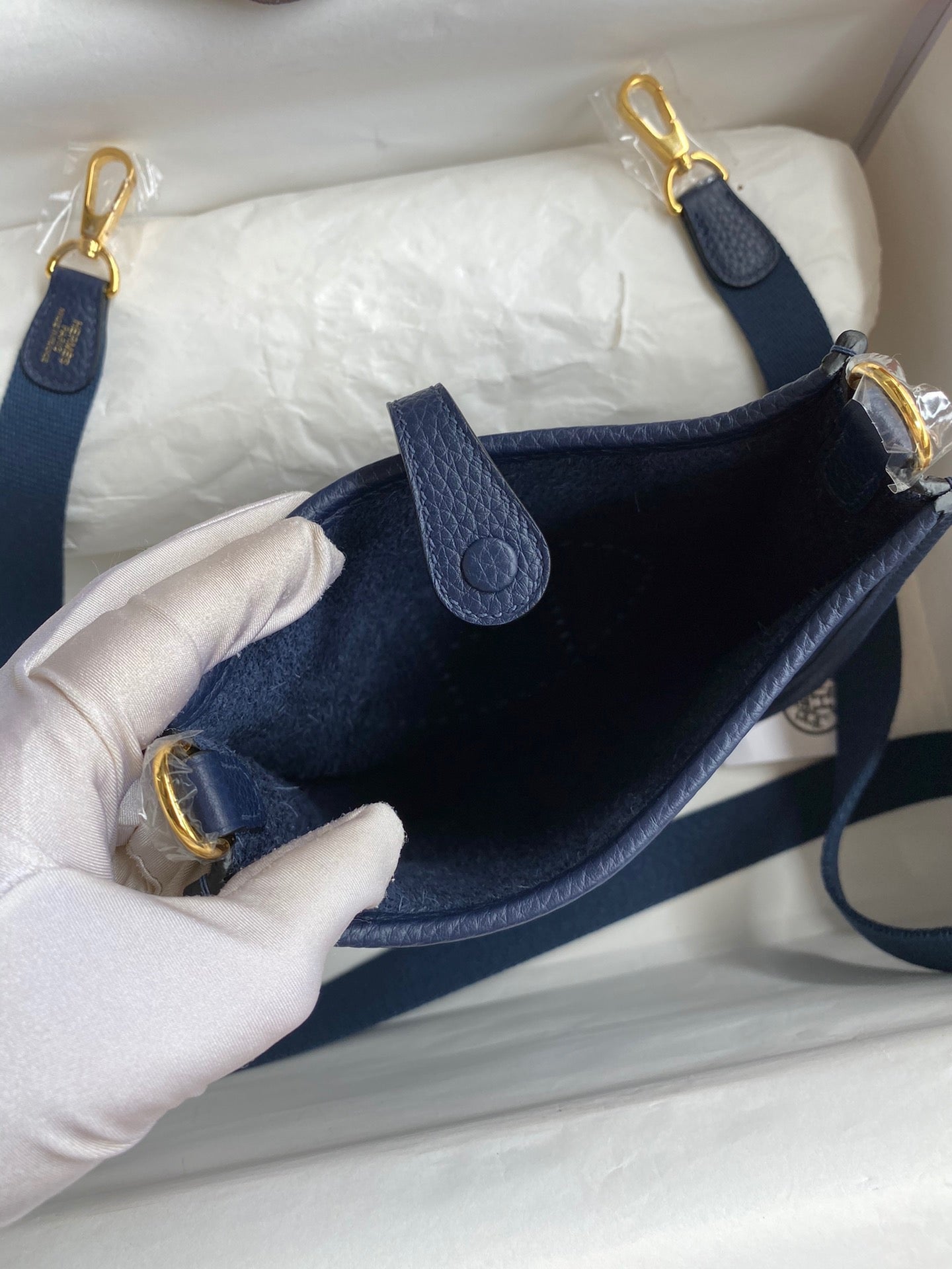 Hermes Evelyne III Mini Bag In Dark Blue Taurillon Clemence Leather