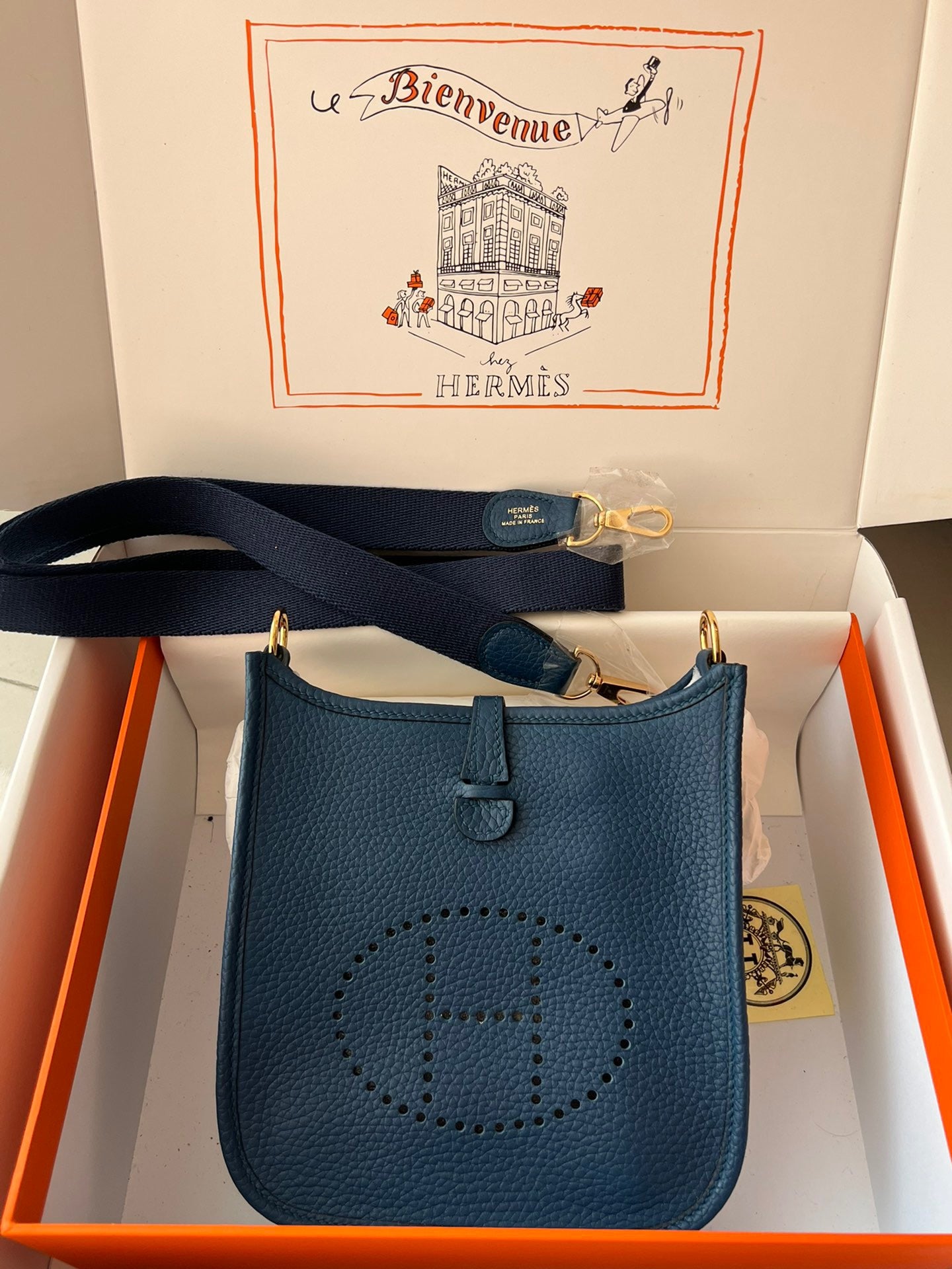 Hermes Evelyne III Mini Bag In Royal Blue Taurillon Clemence Leather