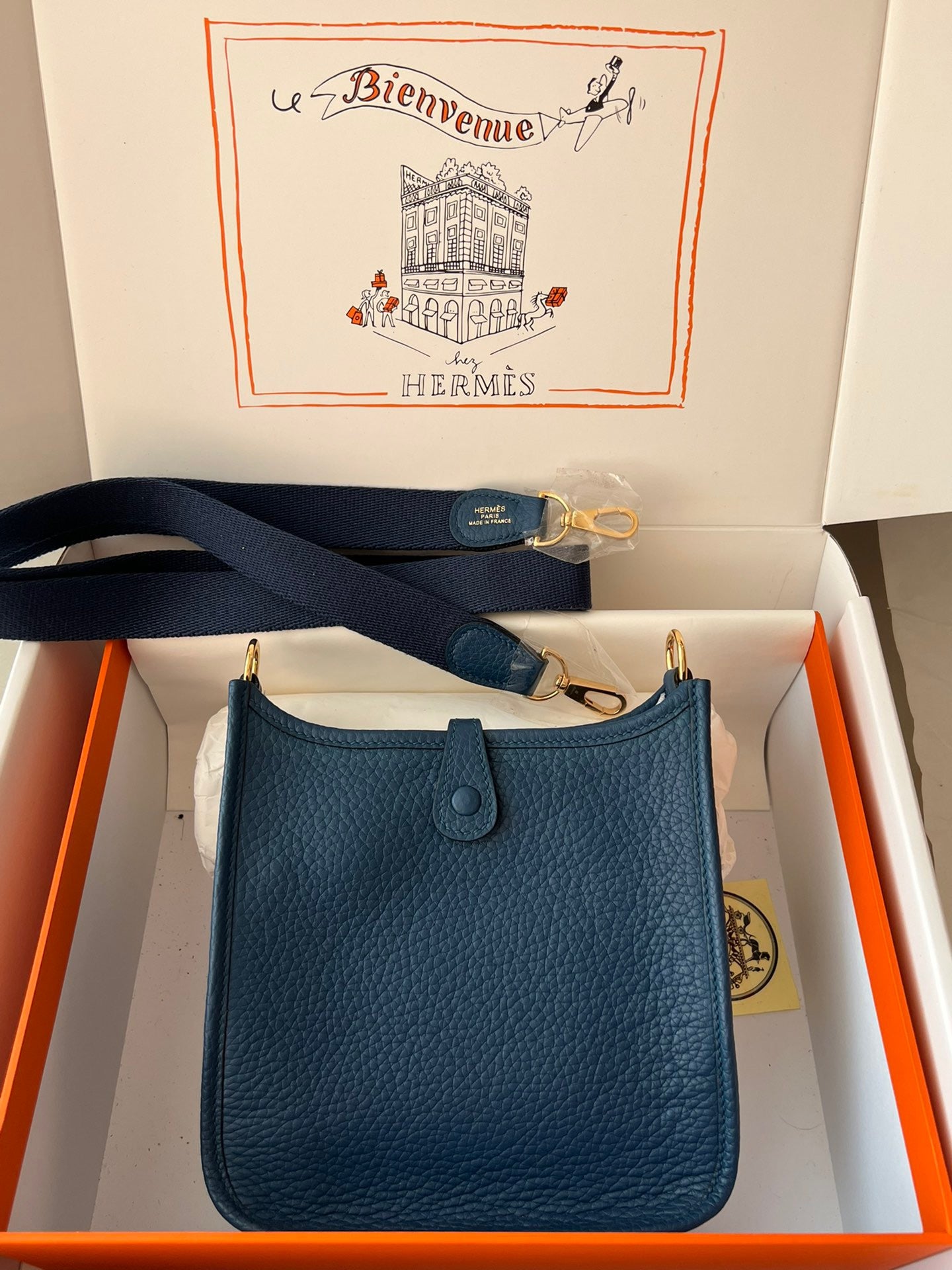 Hermes Evelyne III Mini Bag In Royal Blue Taurillon Clemence Leather