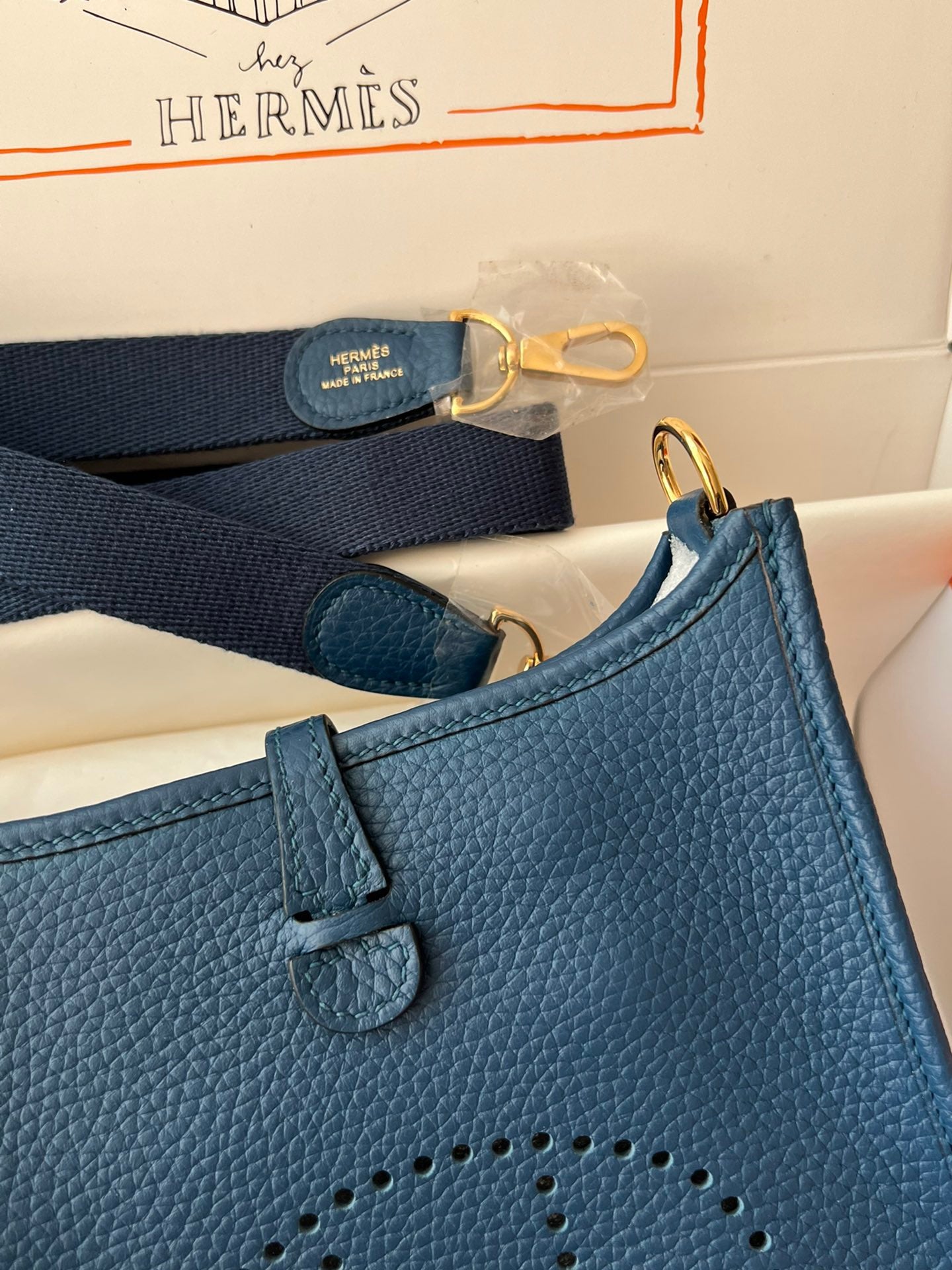 Hermes Evelyne III Mini Bag In Royal Blue Taurillon Clemence Leather