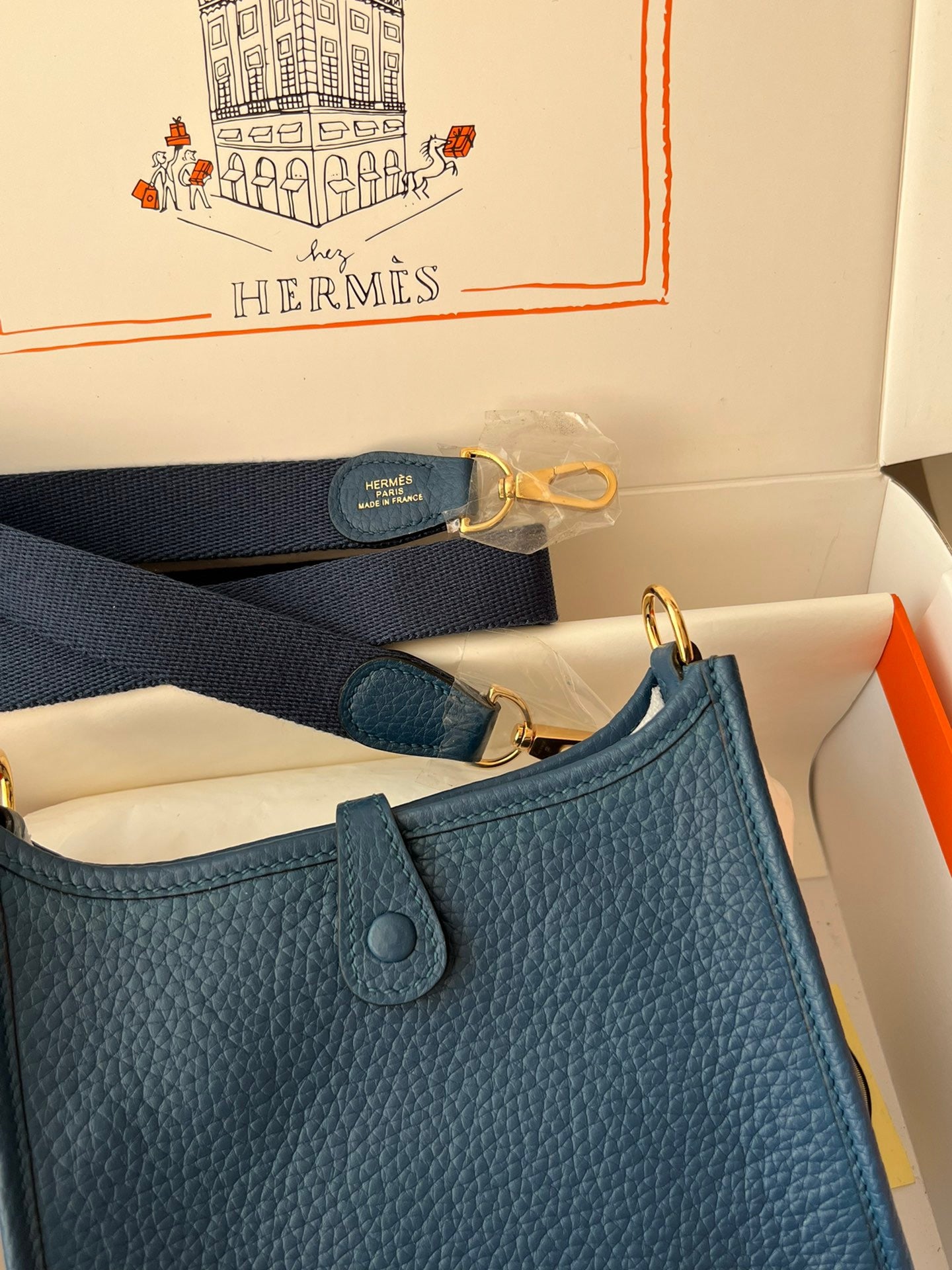 Hermes Evelyne III Mini Bag In Royal Blue Taurillon Clemence Leather