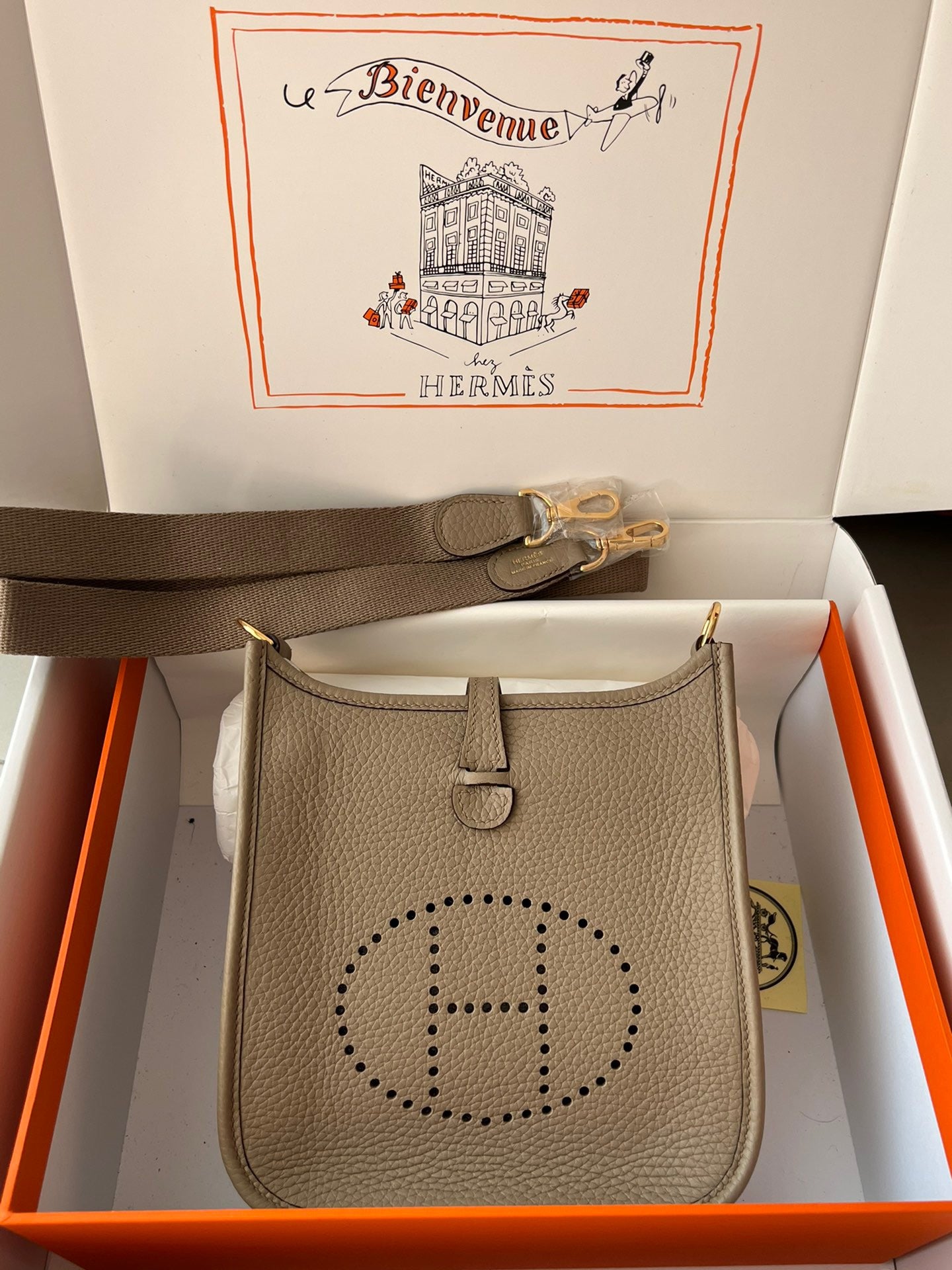 Hermes Evelyne III Mini Bag In Trench Taurillon Clemence Leather