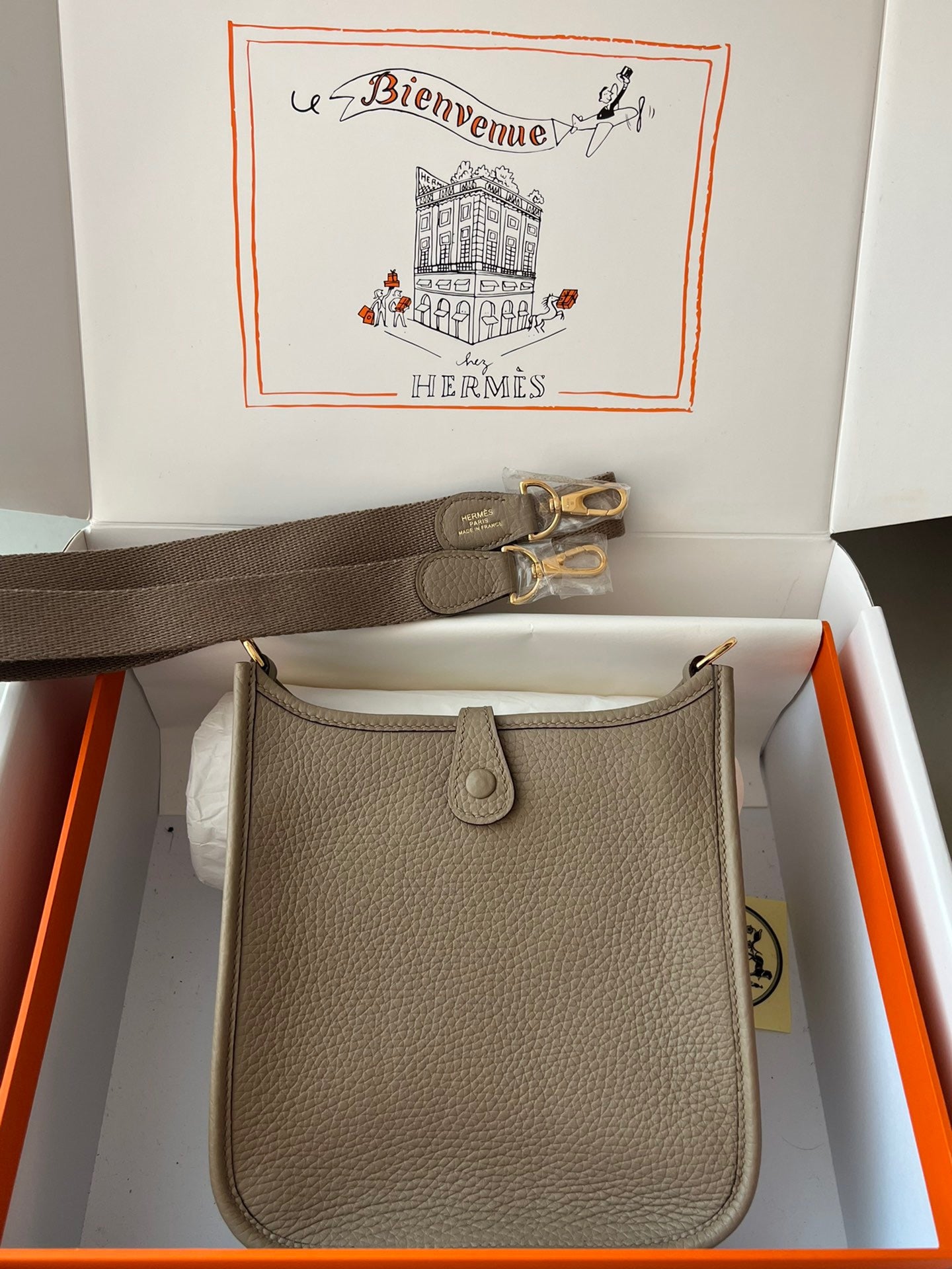 Hermes Evelyne III Mini Bag In Trench Taurillon Clemence Leather