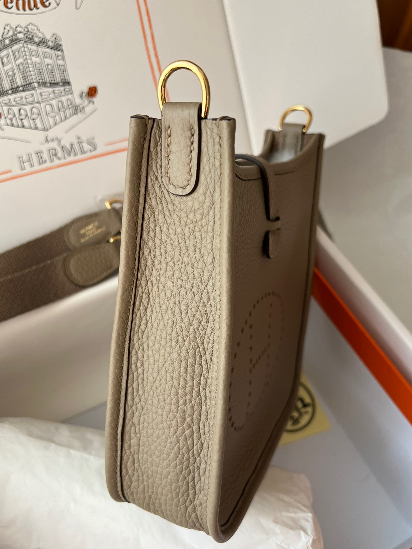 Hermes Evelyne III Mini Bag In Trench Taurillon Clemence Leather