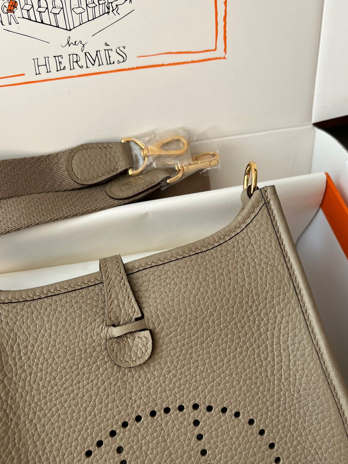 Hermes Evelyne III Mini Bag In Trench Taurillon Clemence Leather