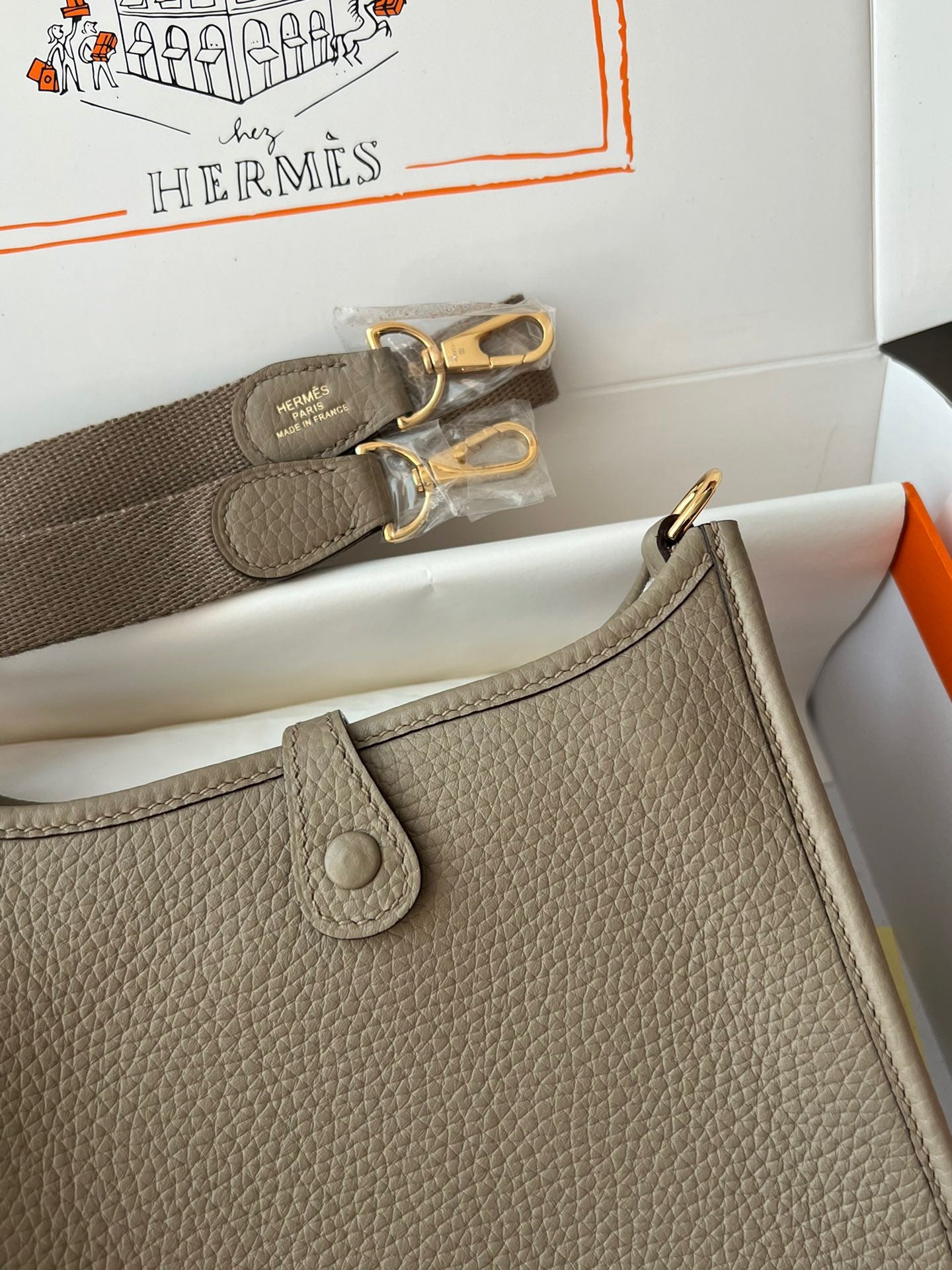 Hermes Evelyne III Mini Bag In Trench Taurillon Clemence Leather