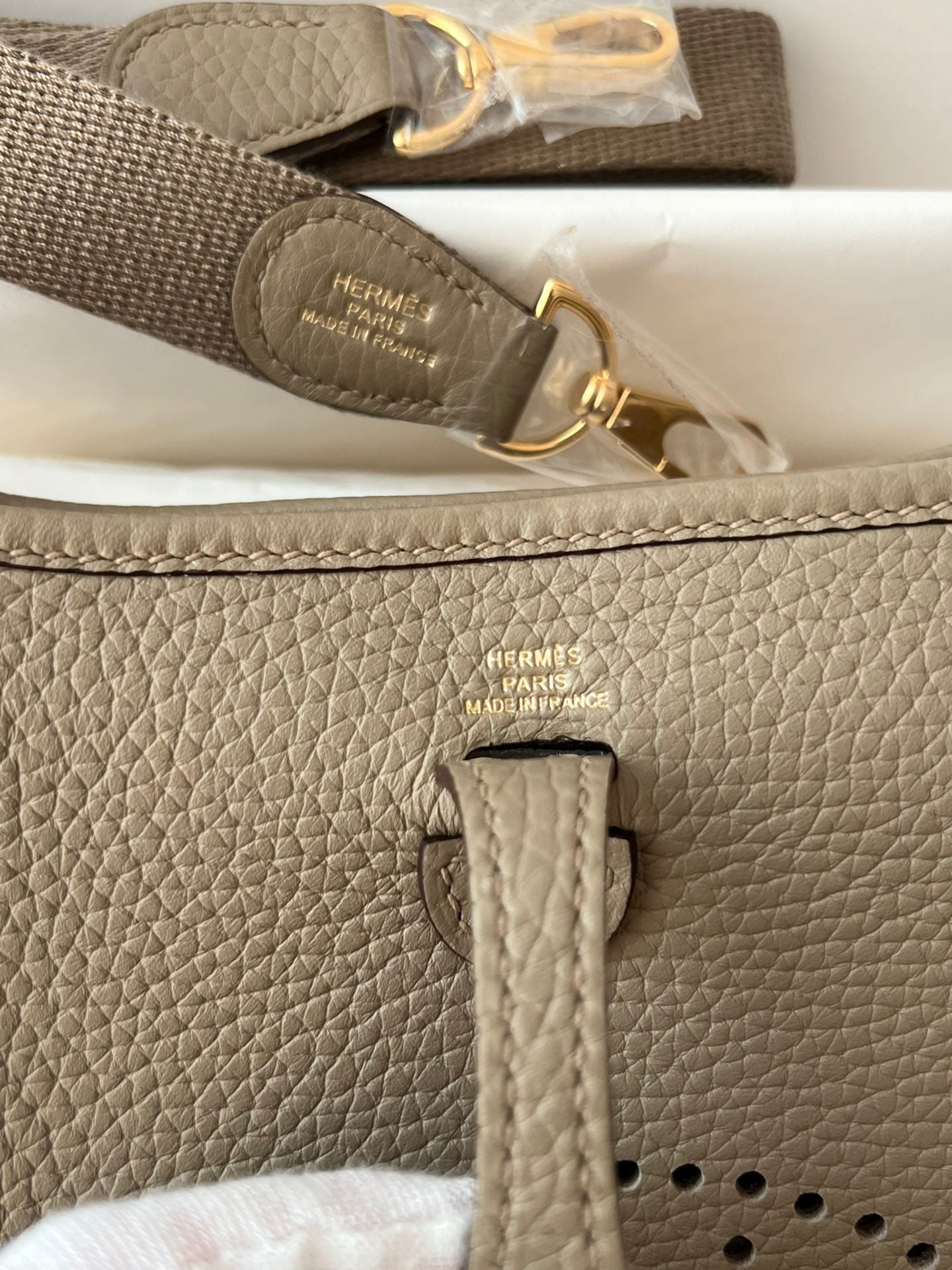 Hermes Evelyne III Mini Bag In Trench Taurillon Clemence Leather