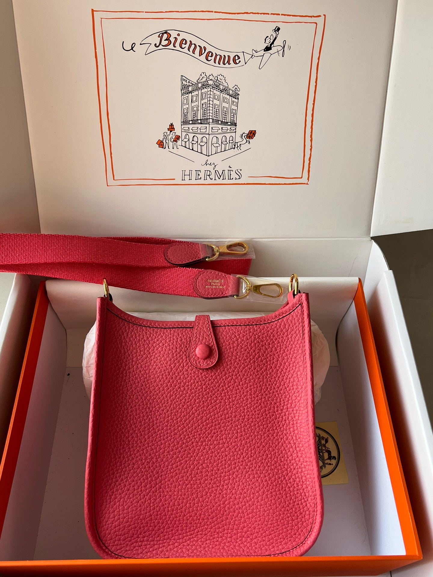 Hermes Evelyne III Mini Bag In Rose Azalee Taurillon Clemence Leather