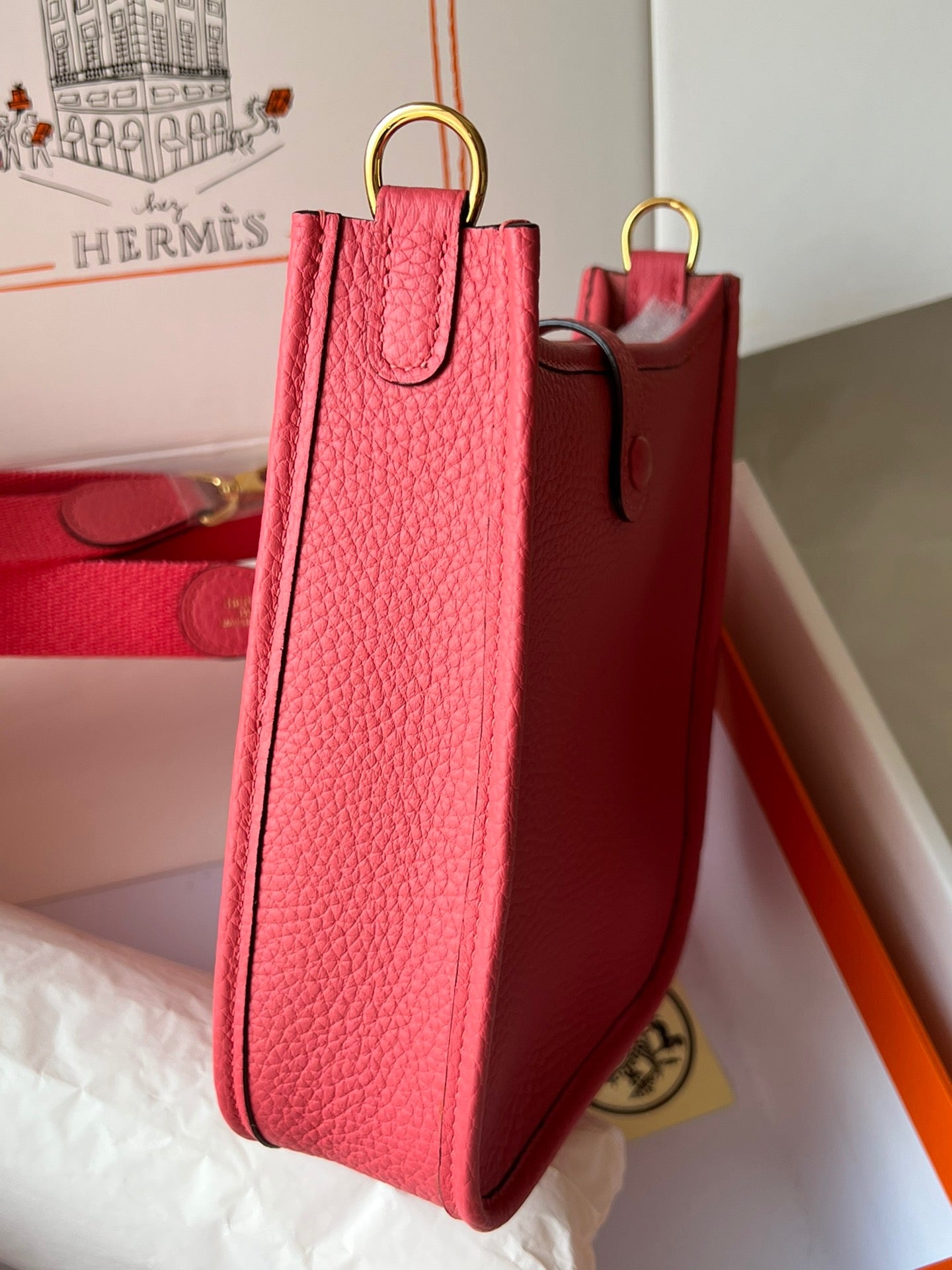 Hermes Evelyne III Mini Bag In Rose Azalee Taurillon Clemence Leather