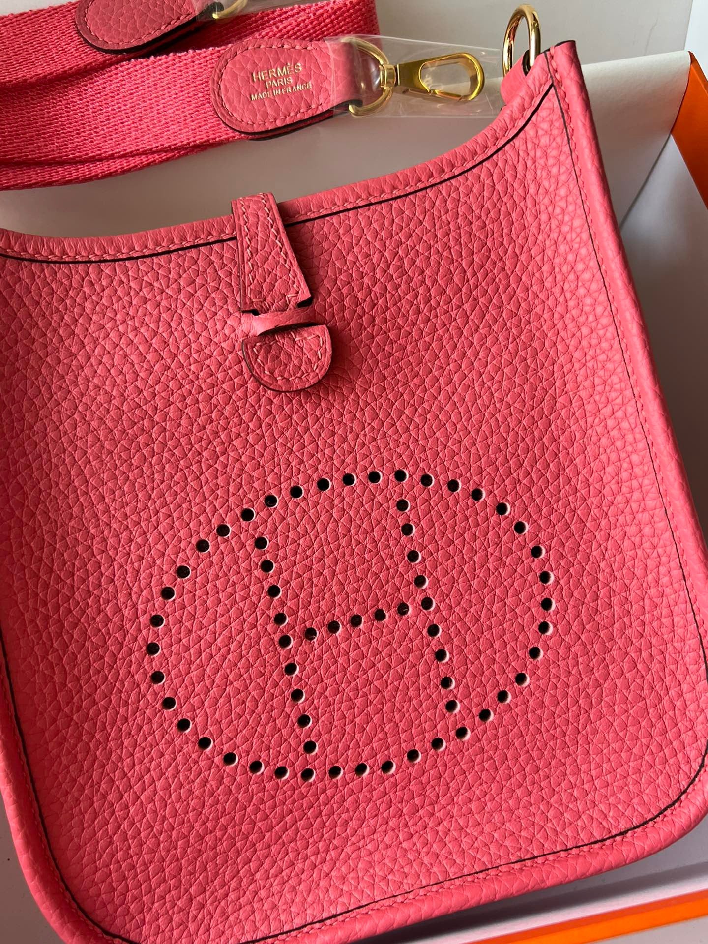 Hermes Evelyne III Mini Bag In Rose Azalee Taurillon Clemence Leather