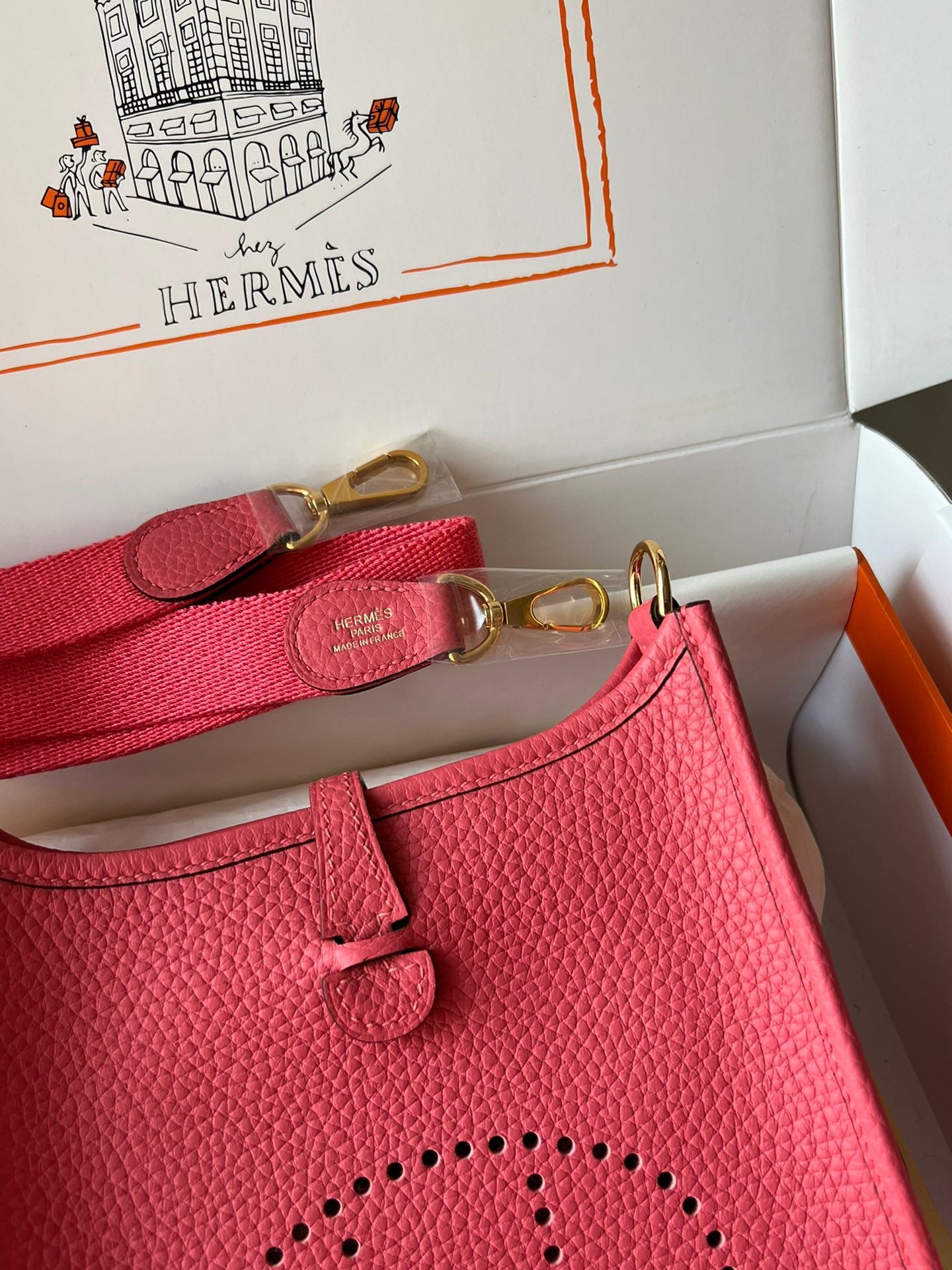 Hermes Evelyne III Mini Bag In Rose Azalee Taurillon Clemence Leather