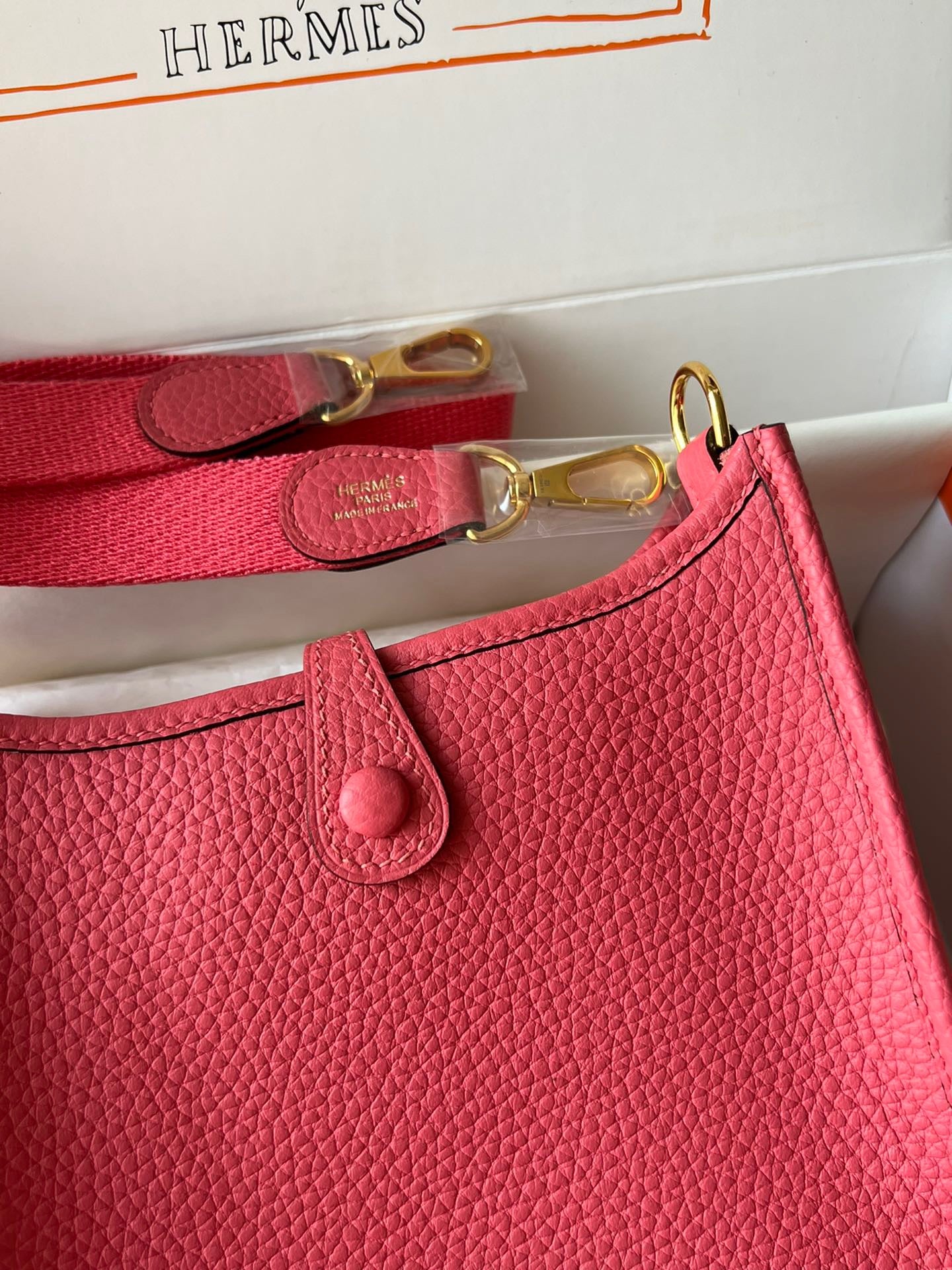 Hermes Evelyne III Mini Bag In Rose Azalee Taurillon Clemence Leather