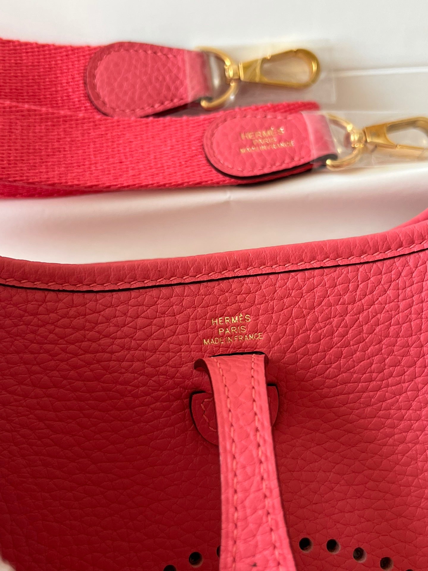 Hermes Evelyne III Mini Bag In Rose Azalee Taurillon Clemence Leather