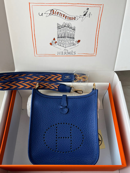 Hermes Evelyne III Mini Bag In Electric Blue Taurillon Clemence Leather