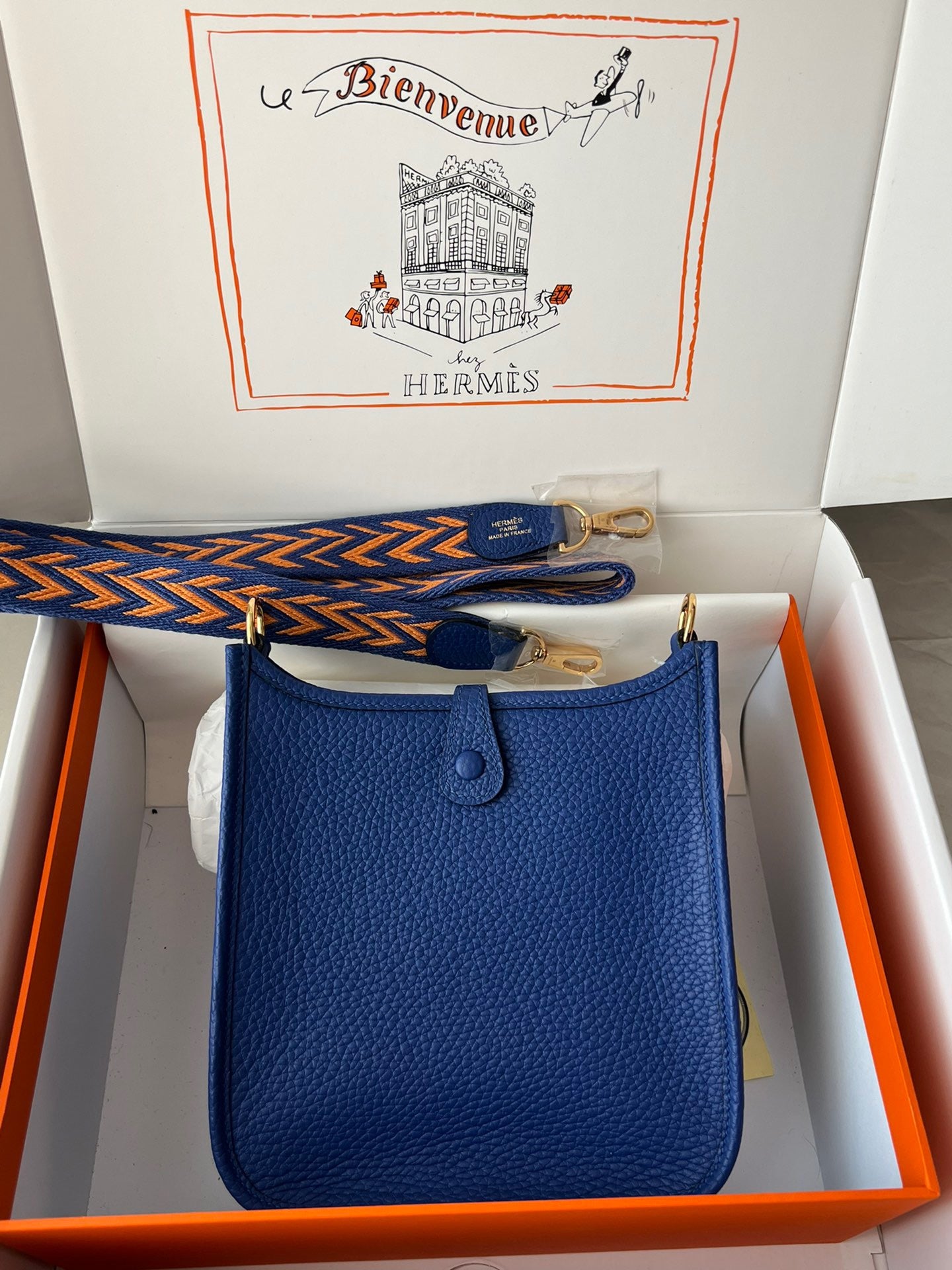 Hermes Evelyne III Mini Bag In Electric Blue Taurillon Clemence Leather