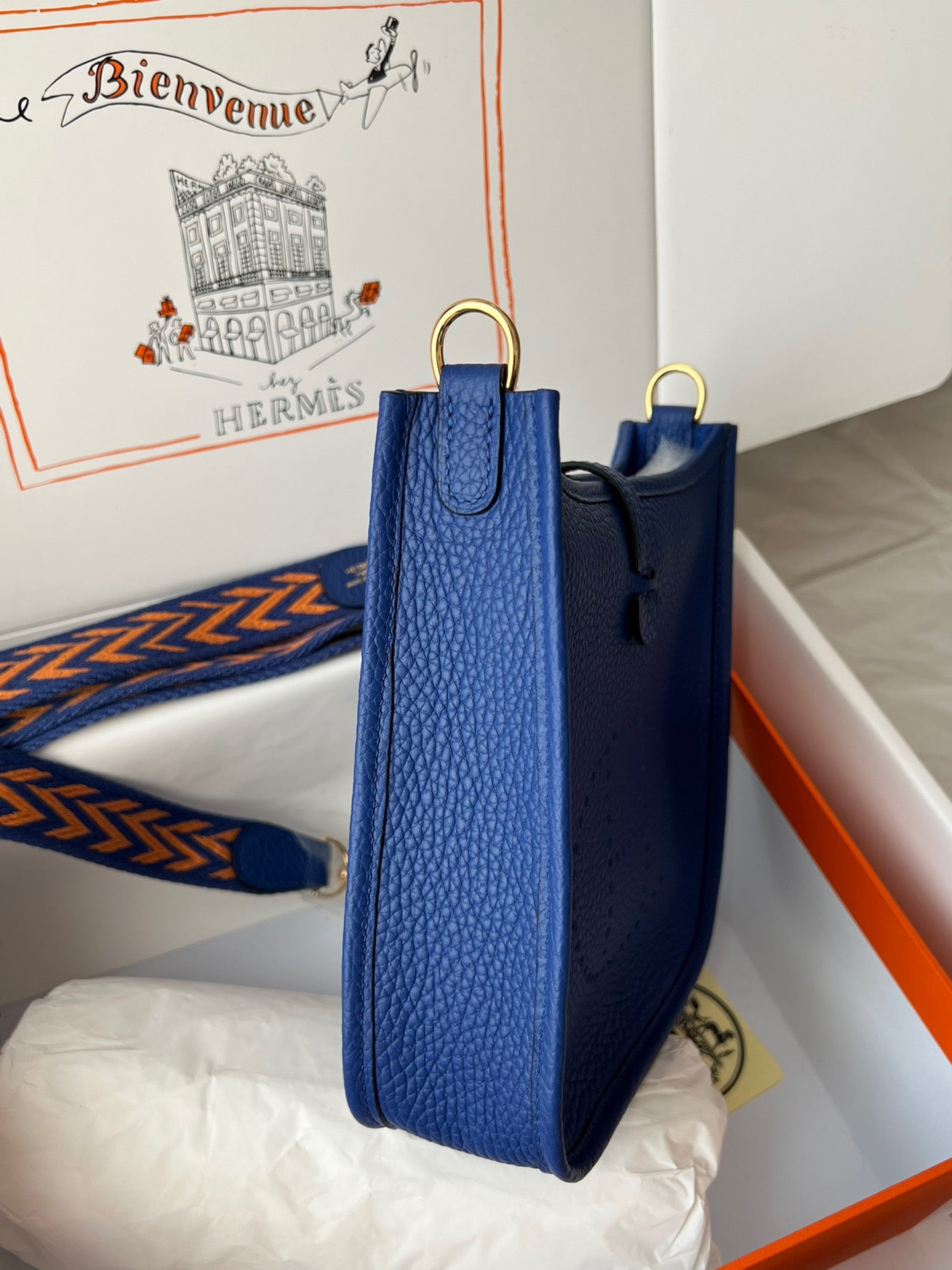 Hermes Evelyne III Mini Bag In Electric Blue Taurillon Clemence Leather