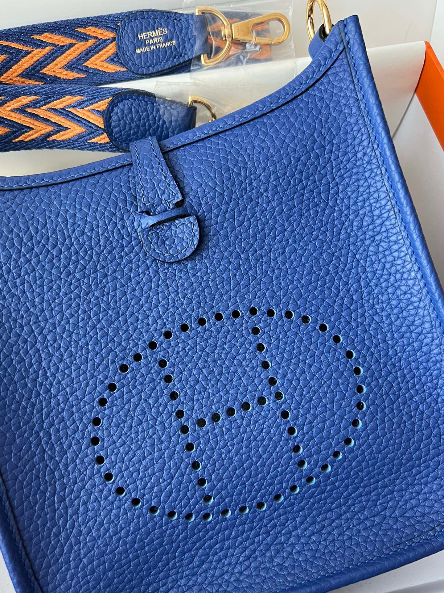 Hermes Evelyne III Mini Bag In Electric Blue Taurillon Clemence Leather