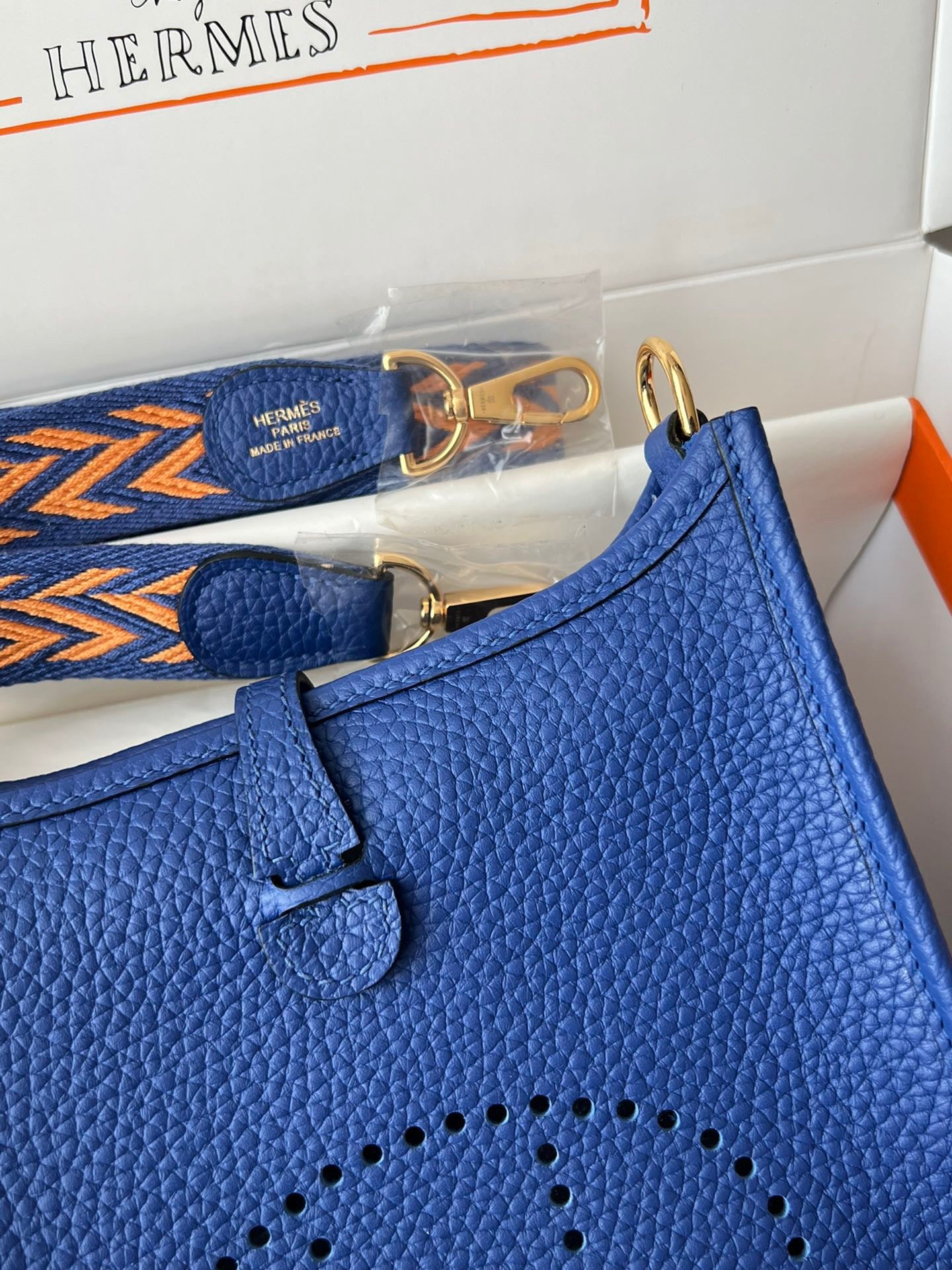 Hermes Evelyne III Mini Bag In Electric Blue Taurillon Clemence Leather