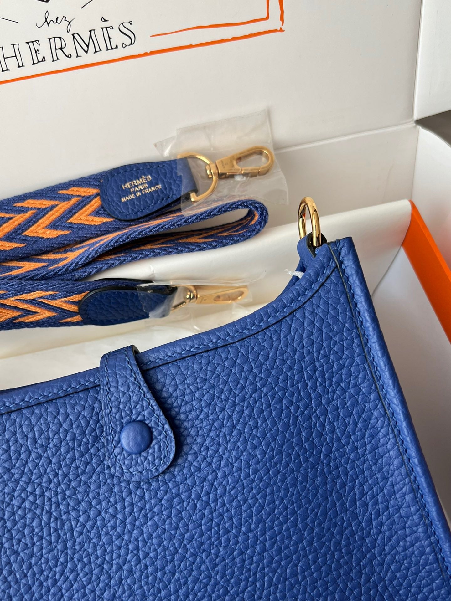 Hermes Evelyne III Mini Bag In Electric Blue Taurillon Clemence Leather