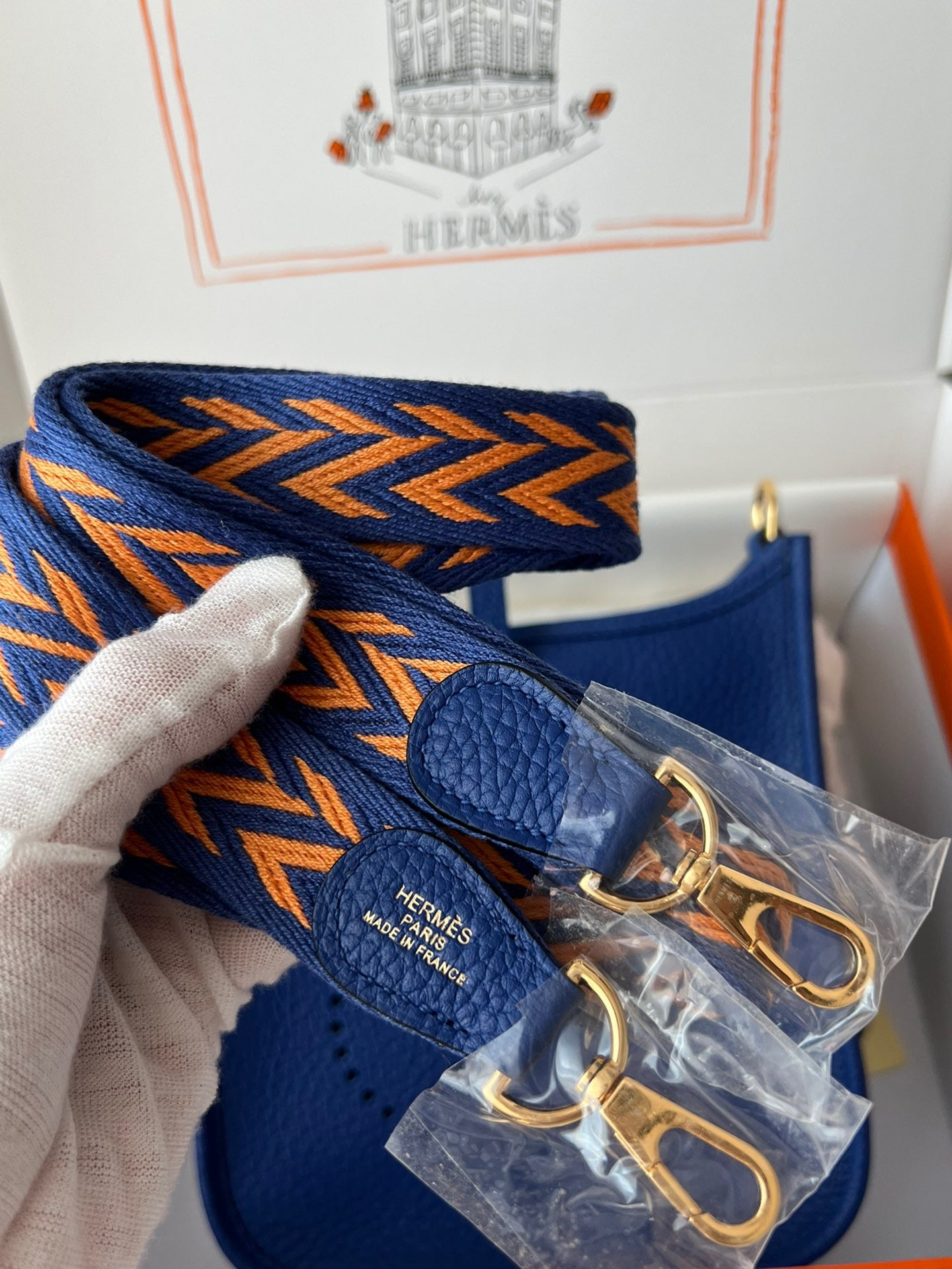 Hermes Evelyne III Mini Bag In Electric Blue Taurillon Clemence Leather