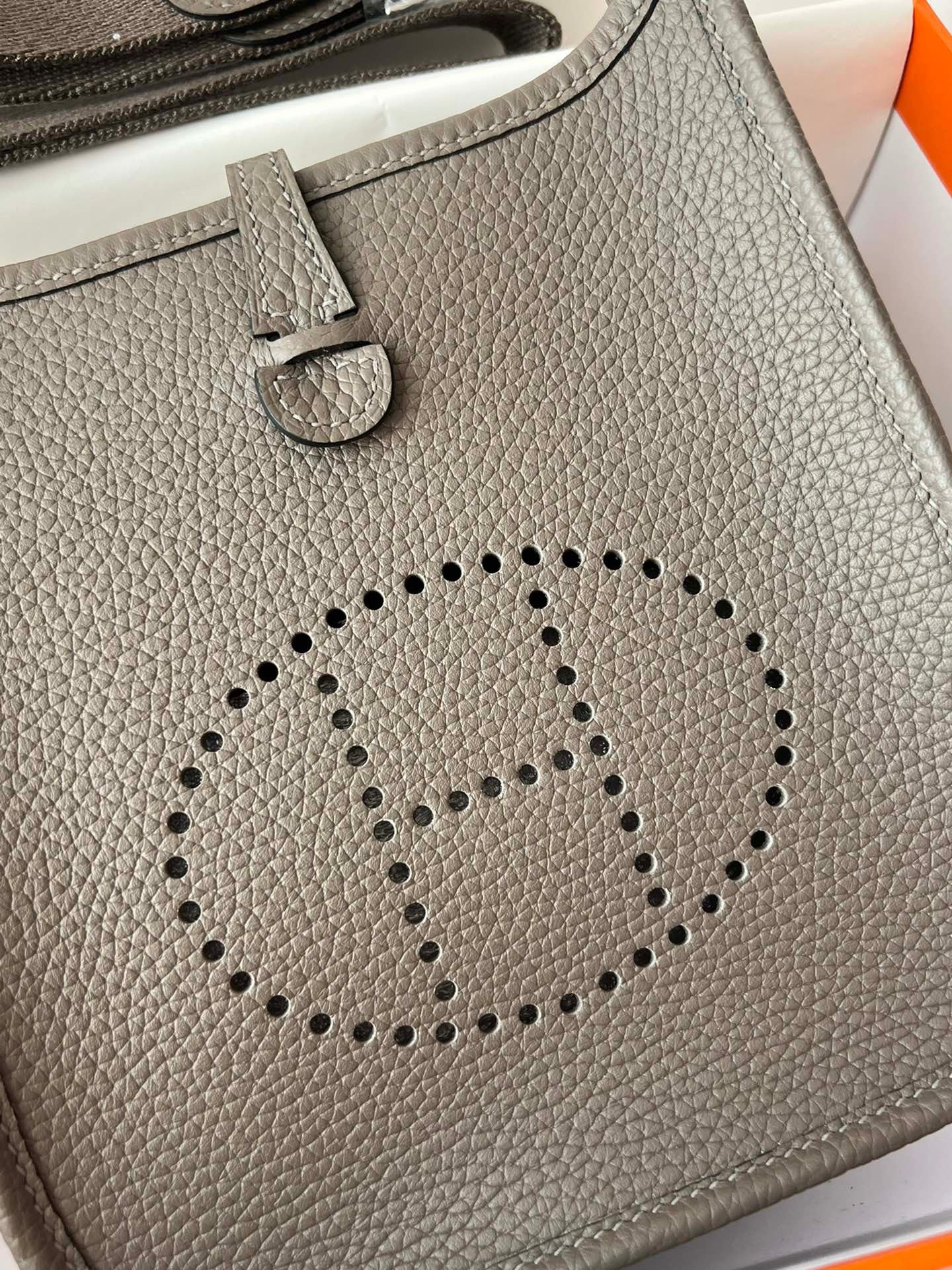 Hermes Evelyne III Mini Bag In 8F Etain Taurillon Clemence Leather