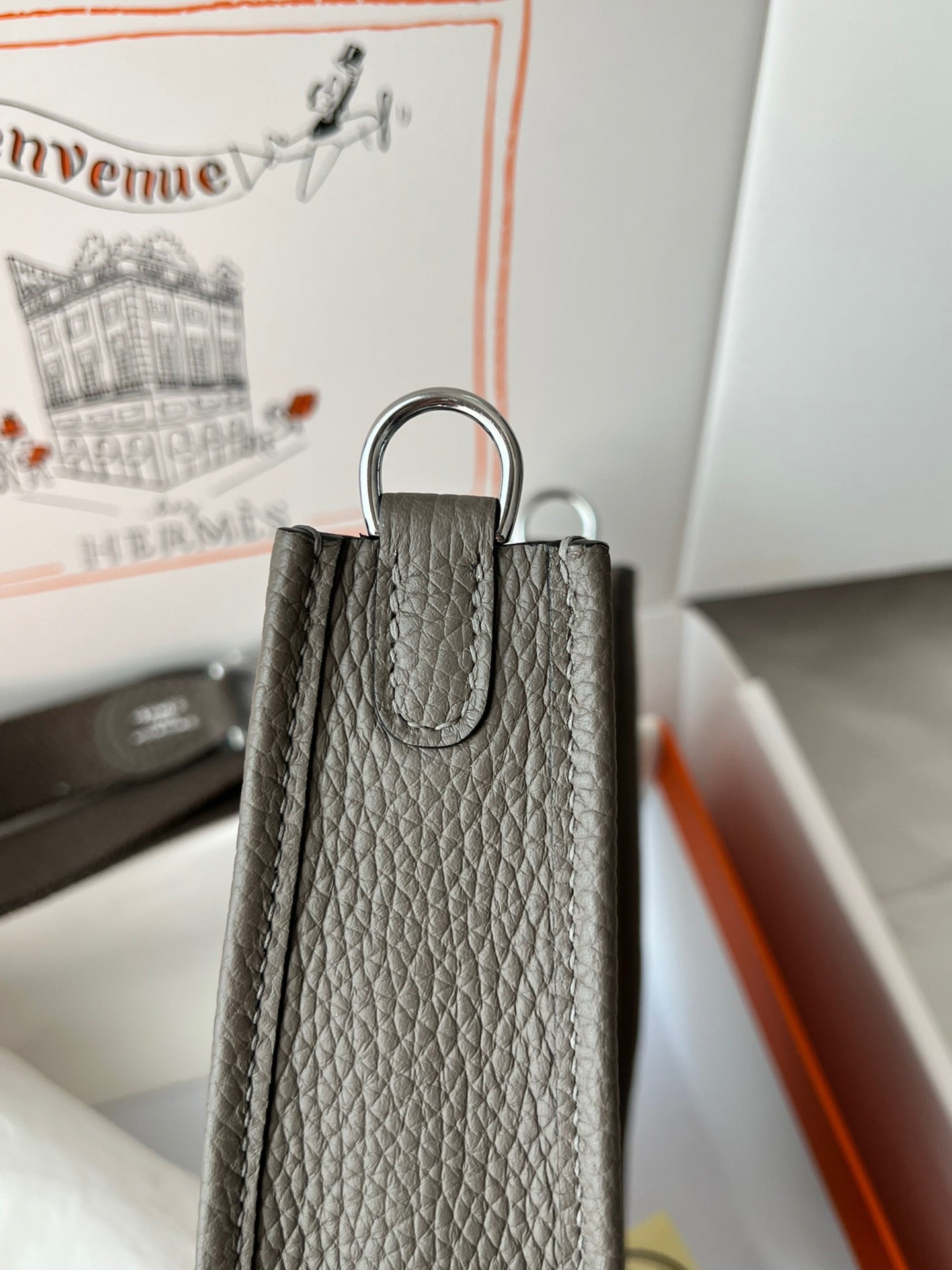 Hermes Evelyne III Mini Bag In 8F Etain Taurillon Clemence Leather