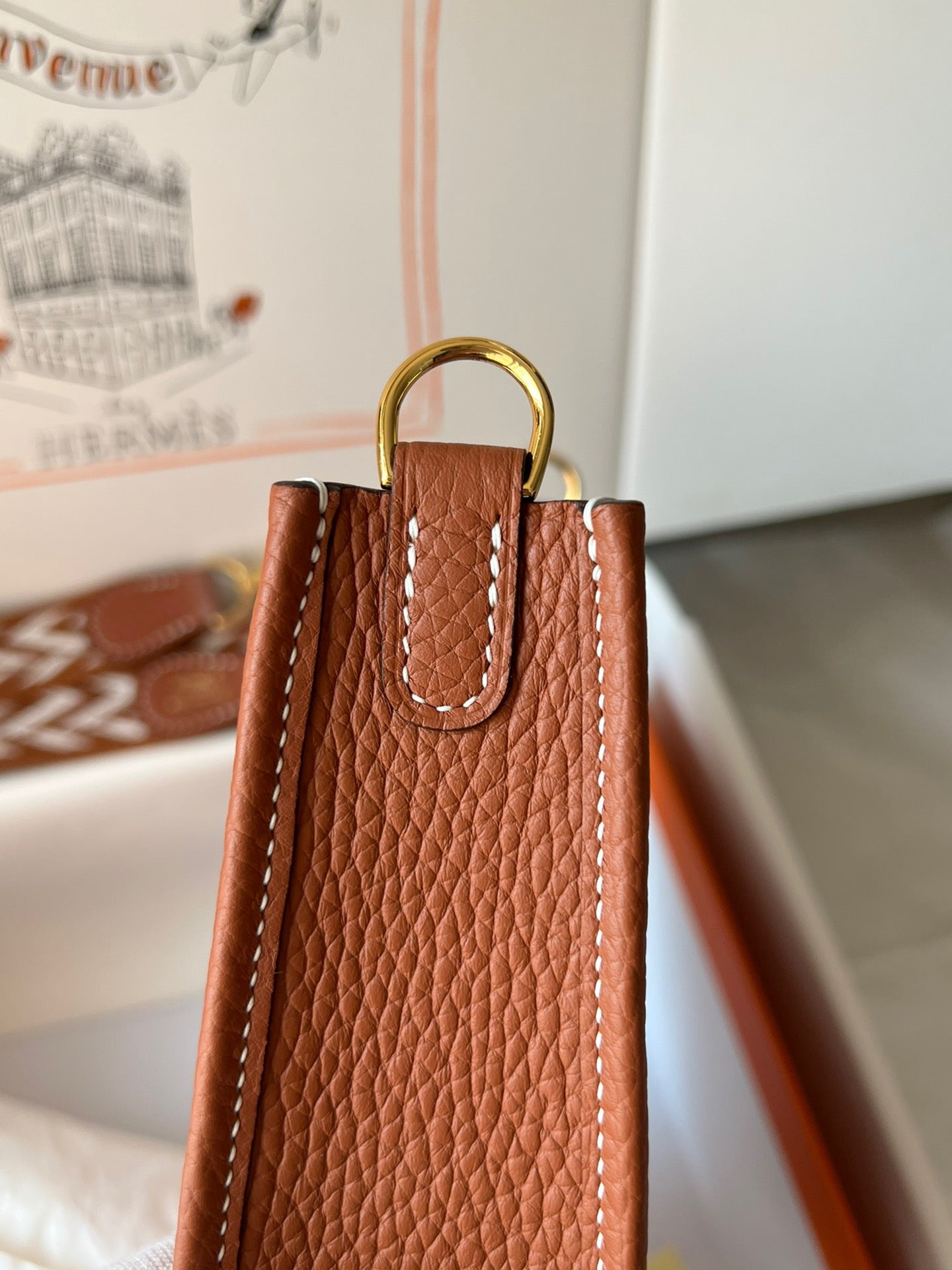 Hermes Evelyne III Mini Bag In Gold Brown Taurillon Clemence Leather