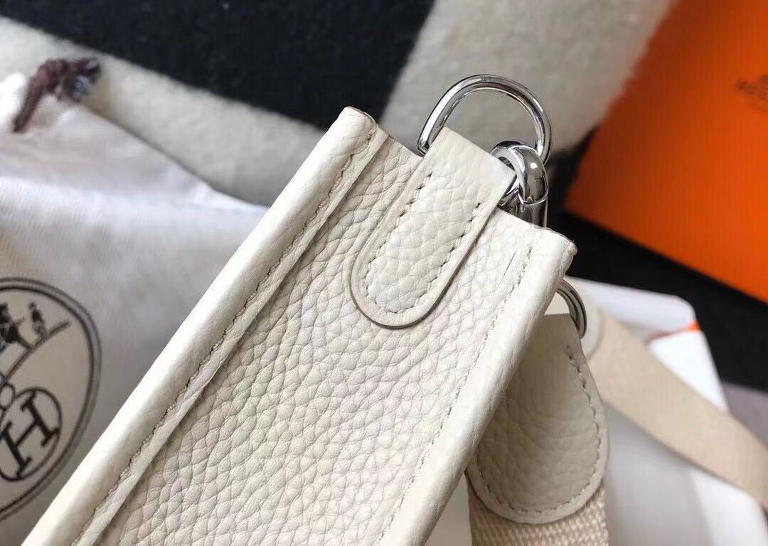 Hermes Evelyne III Mini Bag In Craie Taurillon Clemence Leather