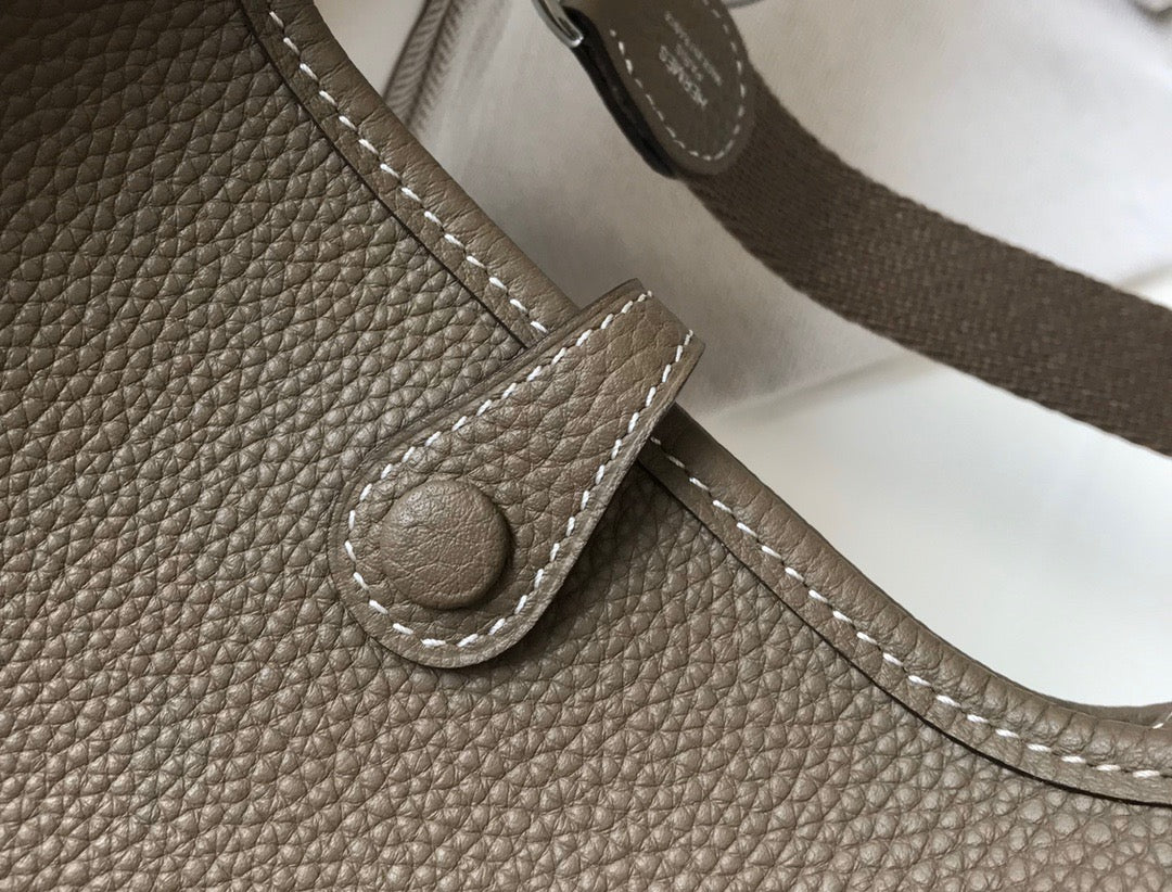 Hermes Evelyne III Mini Bag In Etoupe Grey Taurillon Clemence Leather