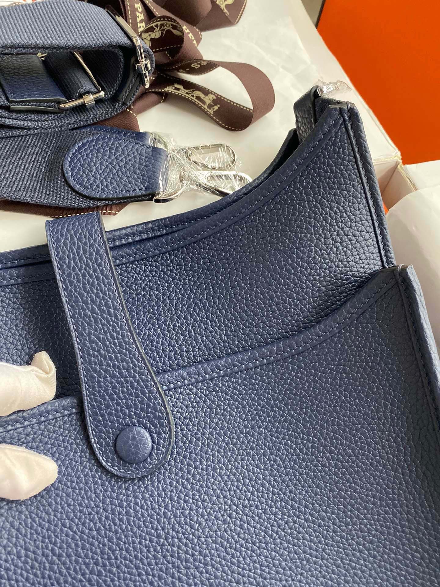 Hermes Evelyne III 29 Bag In Dark Blue Taurillon Clemence Leather