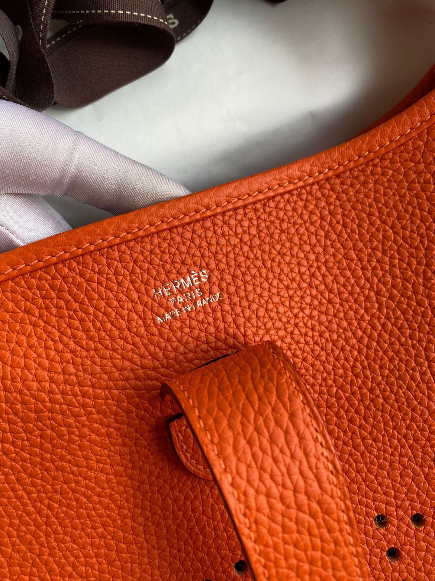 Hermes Evelyne III 29 Bag In Orange Taurillon Clemence Leather