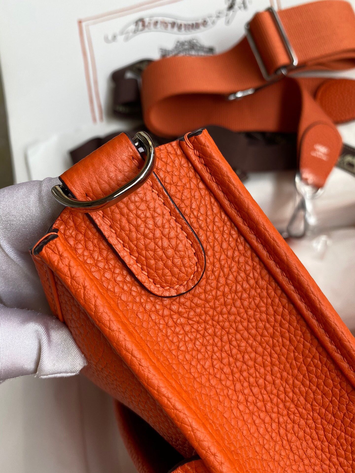 Hermes Evelyne III 29 Bag In Orange Taurillon Clemence Leather