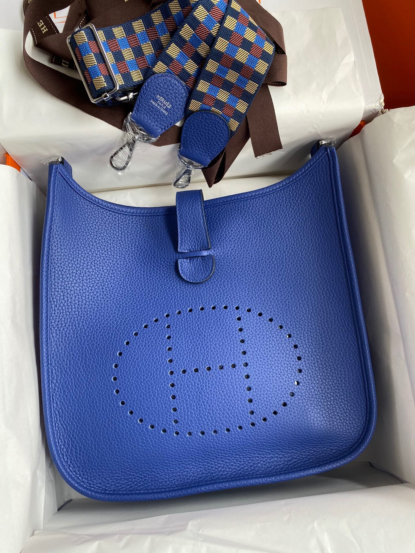 Hermes Evelyne III 29 Bag In Blue Electric Taurillon Clemence Leather