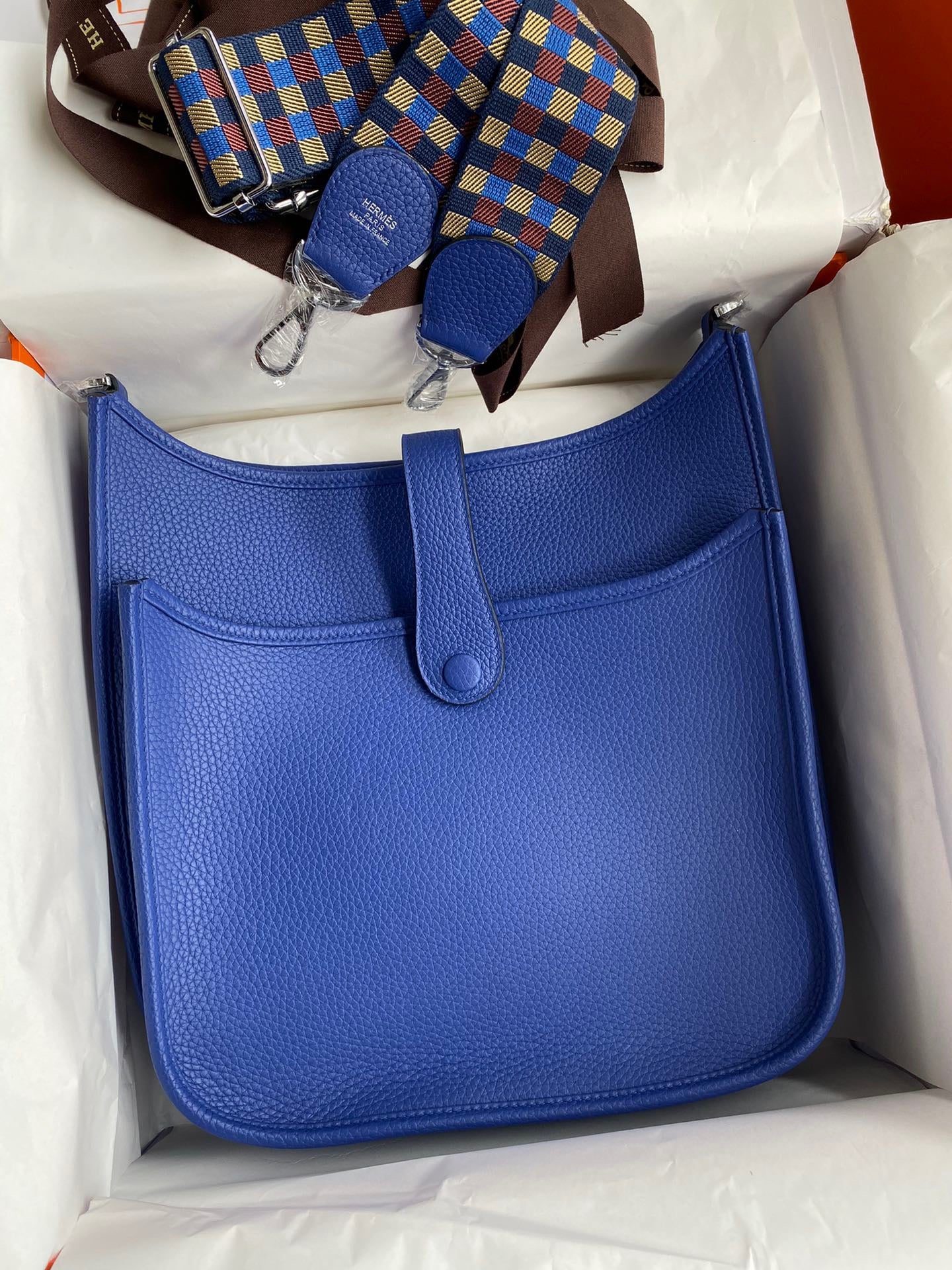 Hermes Evelyne III 29 Bag In Blue Electric Taurillon Clemence Leather