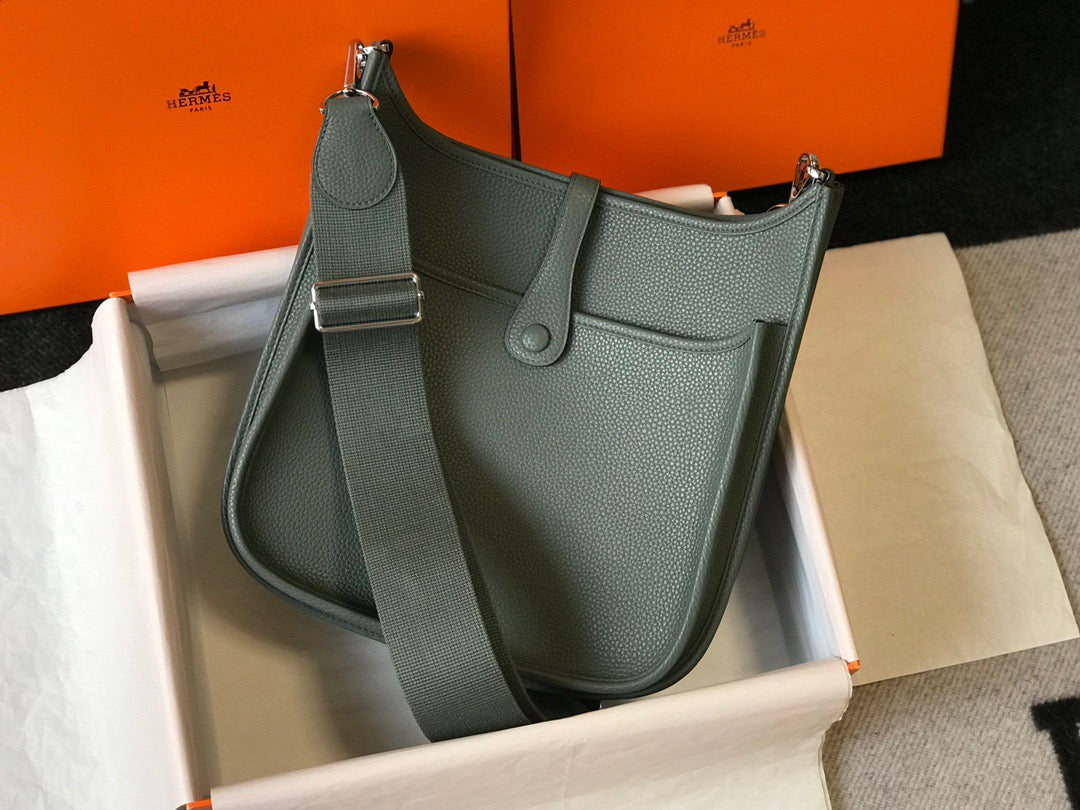 Hermes Evelyne III 29 Bag In Almond Green Taurillon Clemence Leather