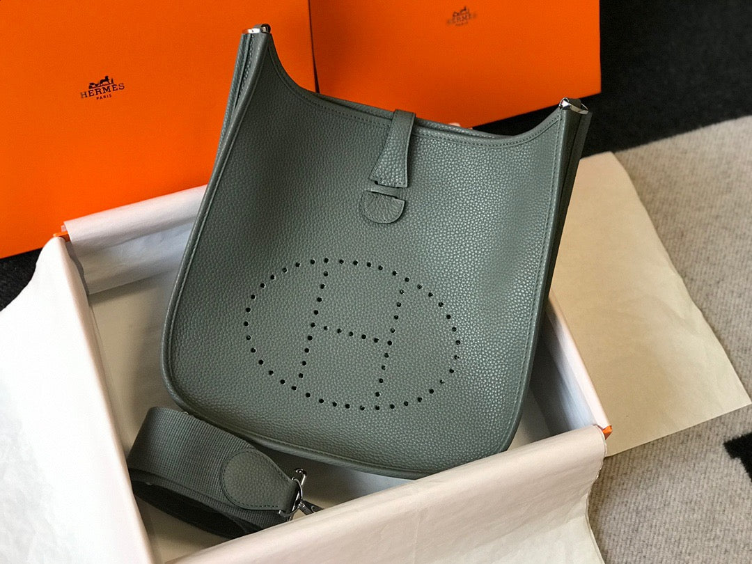 Hermes Evelyne III 29 Bag In Almond Green Taurillon Clemence Leather