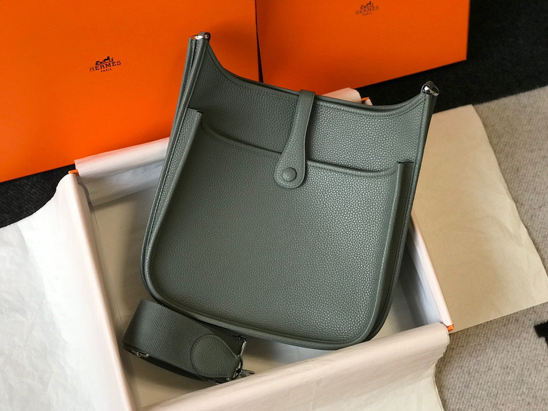 Hermes Evelyne III 29 Bag In Almond Green Taurillon Clemence Leather