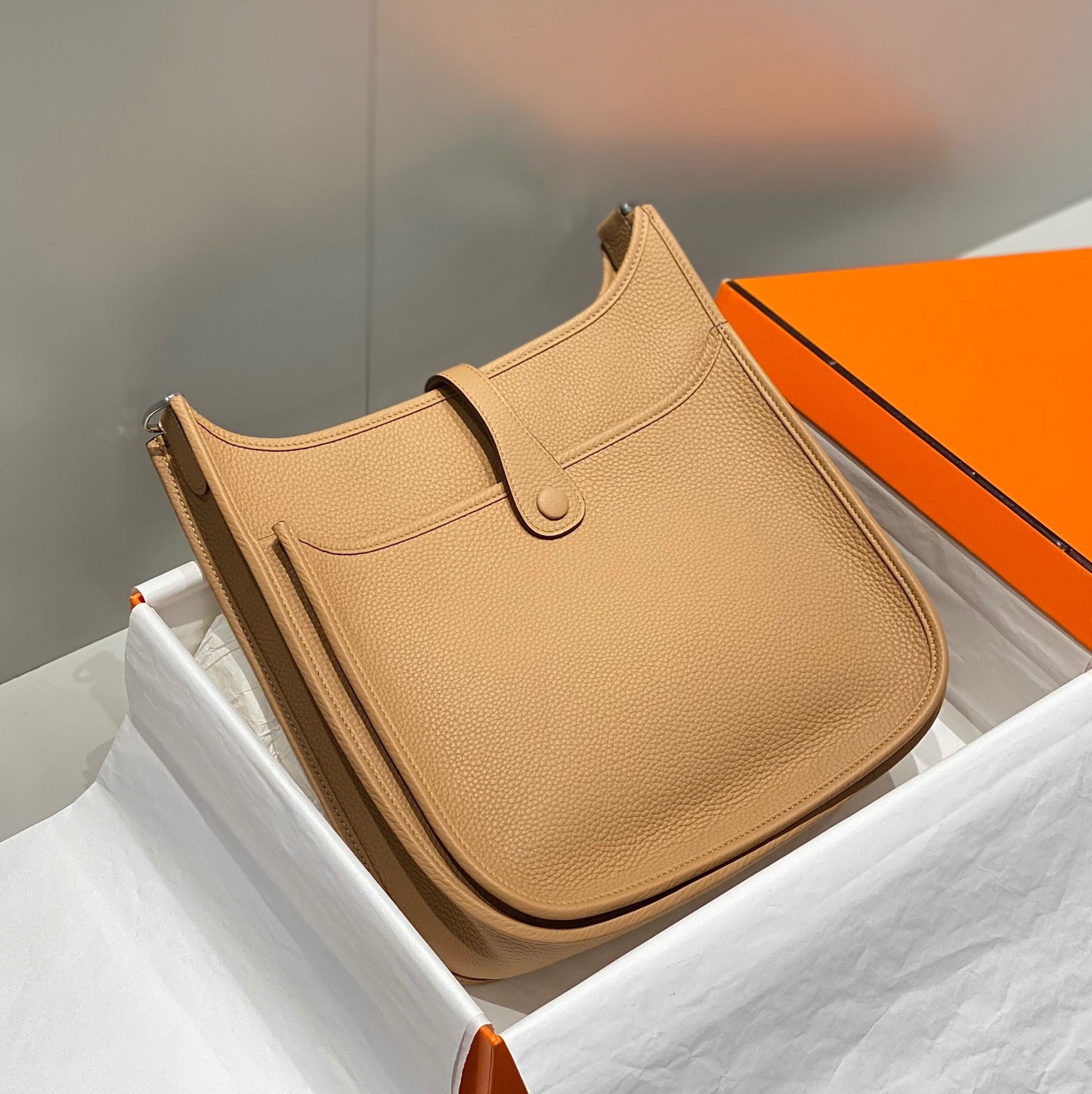 Hermes Evelyne III 29 Bag In Chai Taurillon Clemence Leather