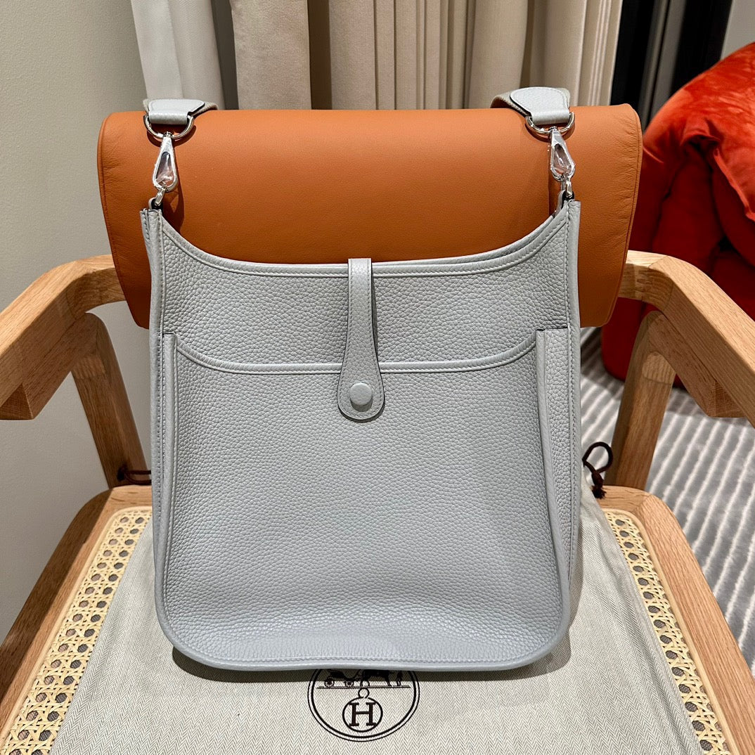 Hermes Evelyne III 29 Bag In Blue Pale Taurillon Clemence Leather