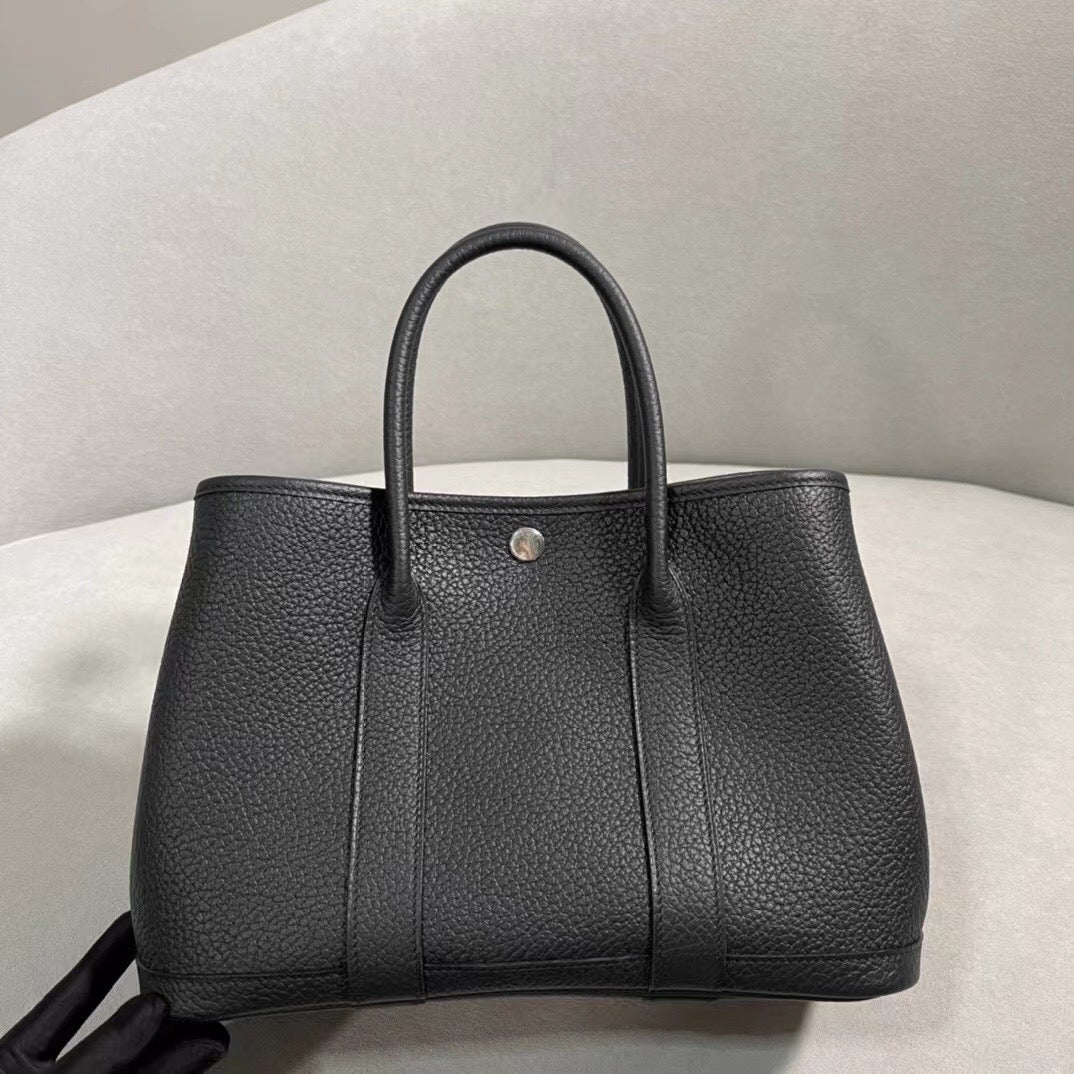 Hermes Garden Party 30 Bag In Black Taurillon Clemence Leather