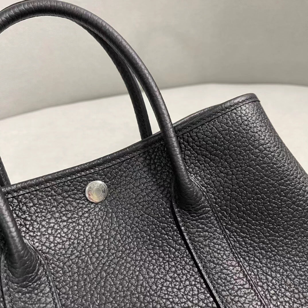 Hermes Garden Party 30 Bag In Black Taurillon Clemence Leather