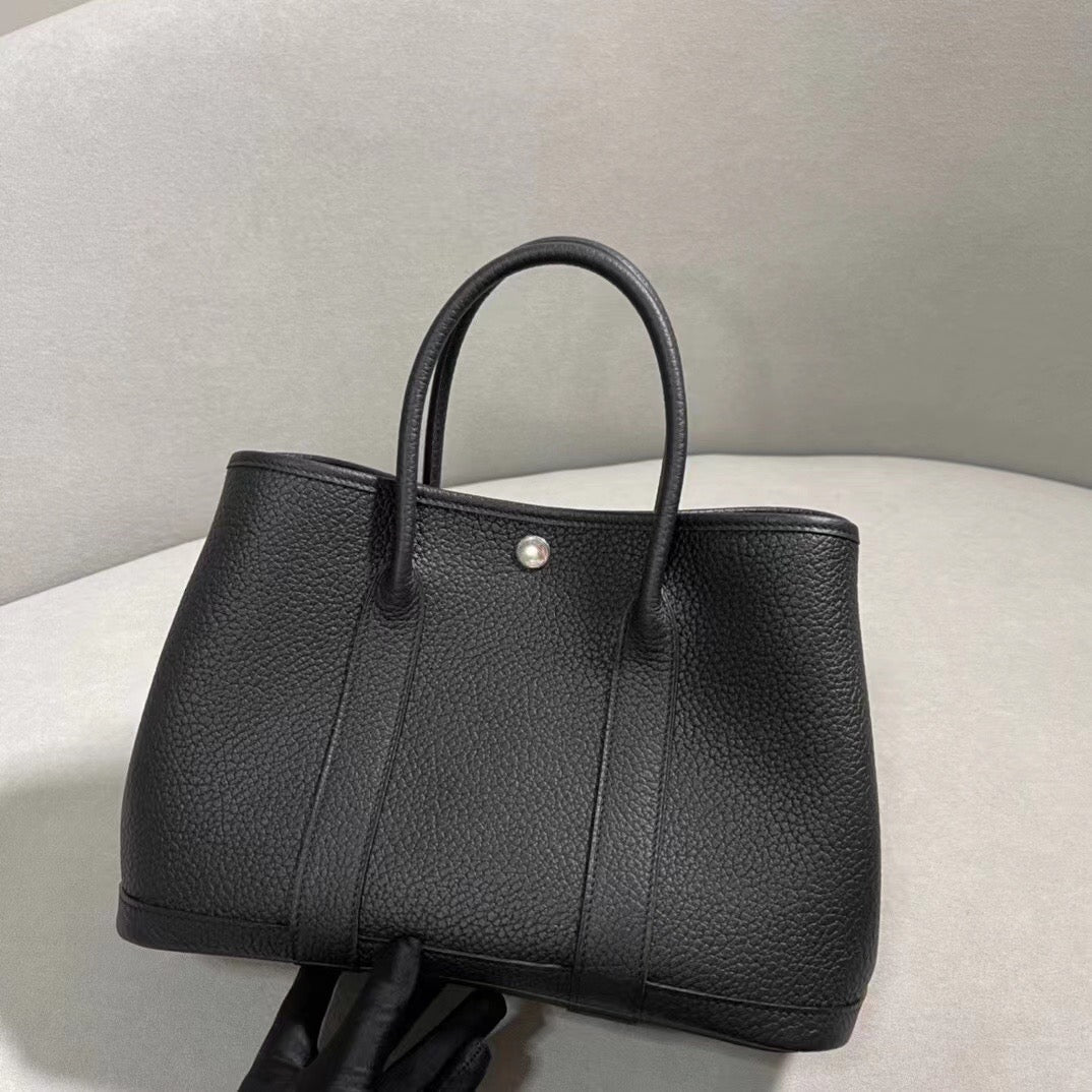 Hermes Garden Party 30 Bag In Black Taurillon Clemence Leather