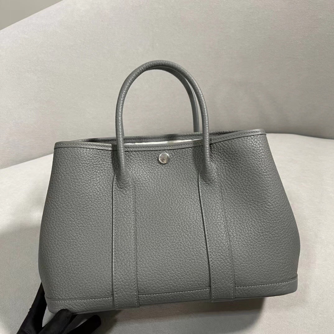 Hermes Garden Party 30 Bag In Vert amande Taurillon Clemence Leather