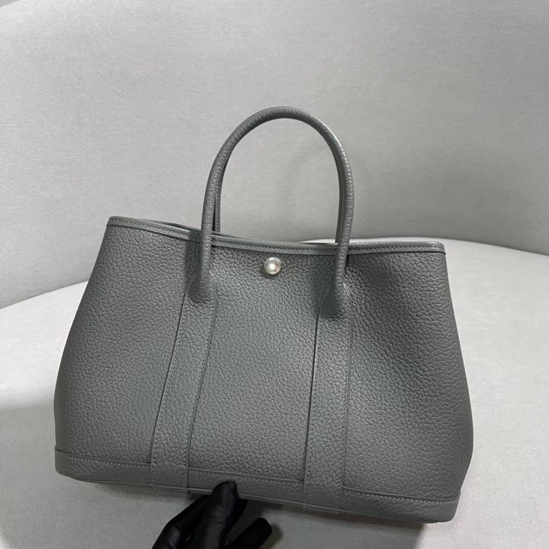 Hermes Garden Party 30 Bag In Vert amande Taurillon Clemence Leather