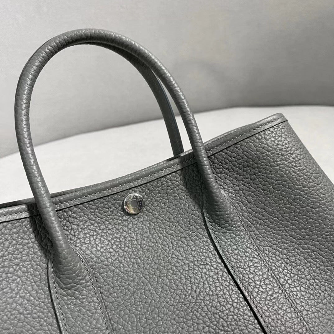 Hermes Garden Party 30 Bag In Vert amande Taurillon Clemence Leather