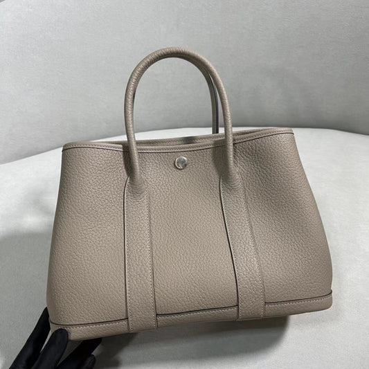 Hermes Garden Party 30 Bag In Gris Asphalte Taurillon Clemence Leather